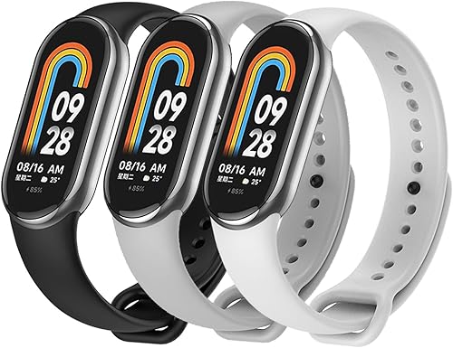 TFXXSJWY Paquete de 3 bandas para Mi Band 8 correas de silicona suave de repuesto pulsera deportiva para Xiaomi Mi Band 8 Accesorios de banda de