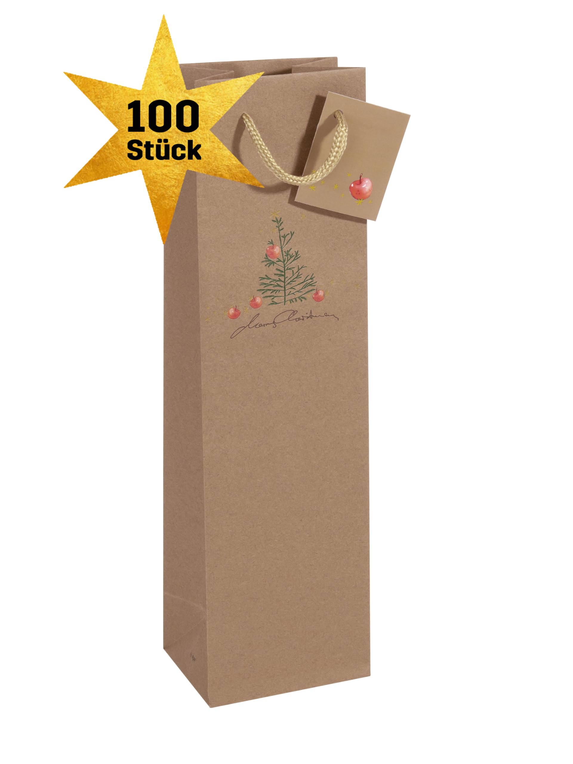 SIGEL Kraftpapier Flaschen Geschenktüten aus Papier Christmas 100er Set