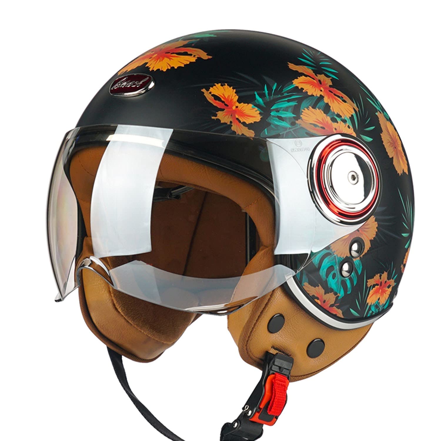 Casque Moto Demi-Jet Rétro Open Face - Homologué DOT/ECE - Visière Intégrée - Pour Scooter Et Cruiser