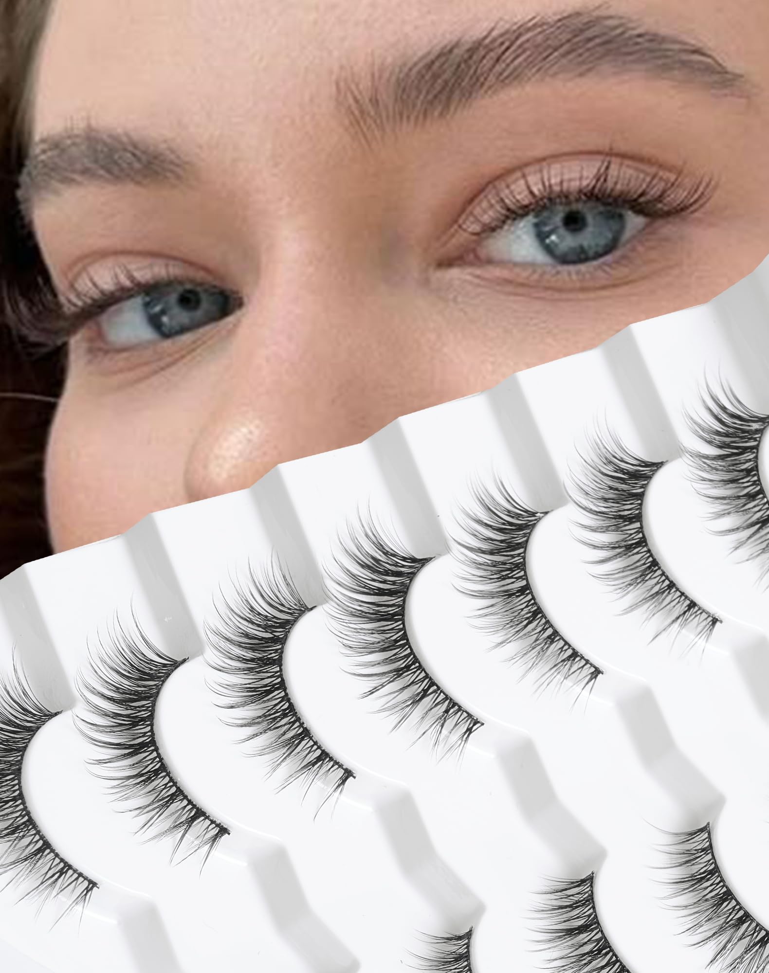 Frihappy Lashes Wispy Natural Lashes Natural Look Natural Eyelashes Wispy Eyelashes False Eyelashes Natural Fake Lashes 13mm Lashes 3D Air-Danica