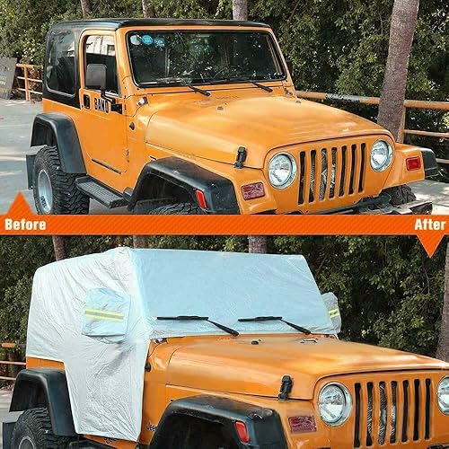 Miniatura 4 de JSCARLIFE Cubierta impermeable para parasol de automóvil para Jeep W-Rangler YJ TL JK JL 2 puertas, resistente al viento, al polvo, a los arañazos,