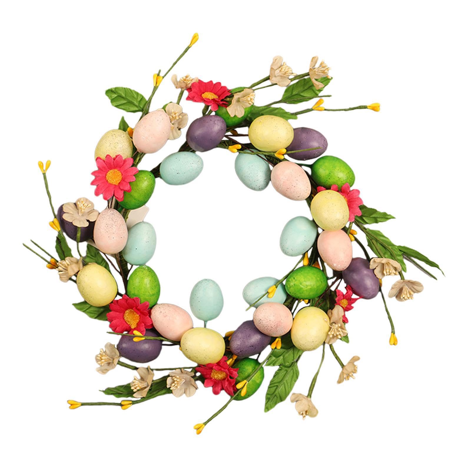 TWISAXC Artificial Flower Wreath Indoors Outdoor Festive Durable Easter Wreath For Front Door Decorations Which Can Be Hung On Front Door To Add Festive And, Style A