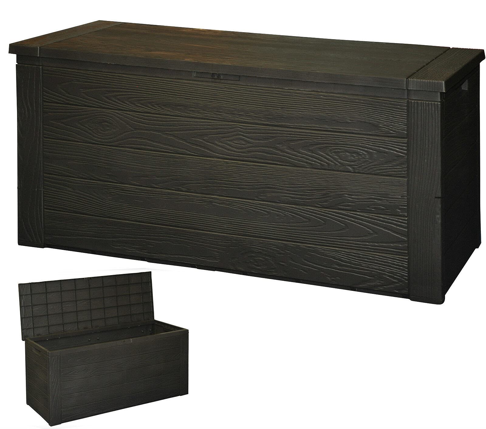 Buy 300 Litre Outdoor Storage Box Garden Patio Plastic Chest Lid