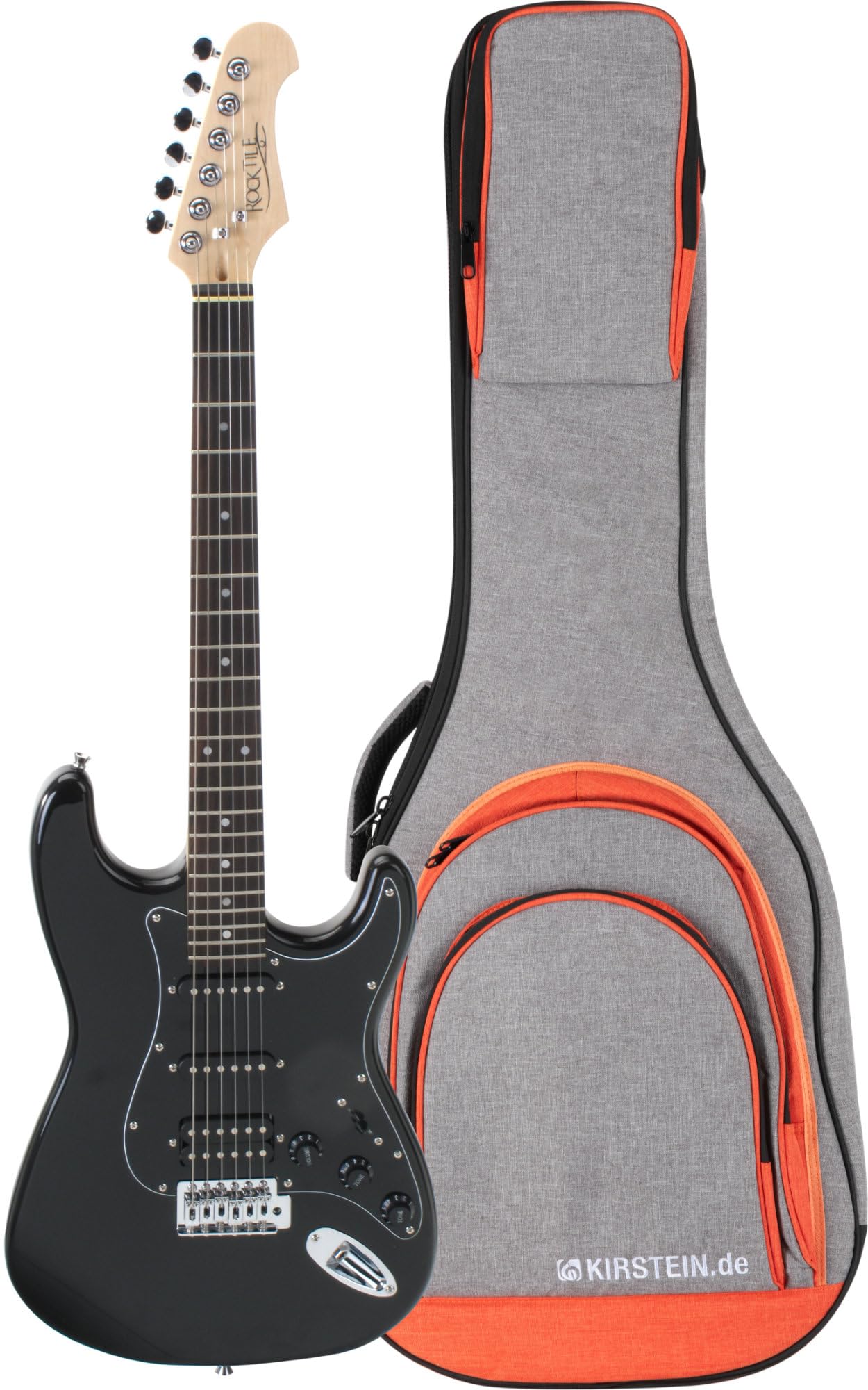 Rocktile Pro ST60-BK Chitarra Elettrica All Black Set con Gigbag, 13 kg