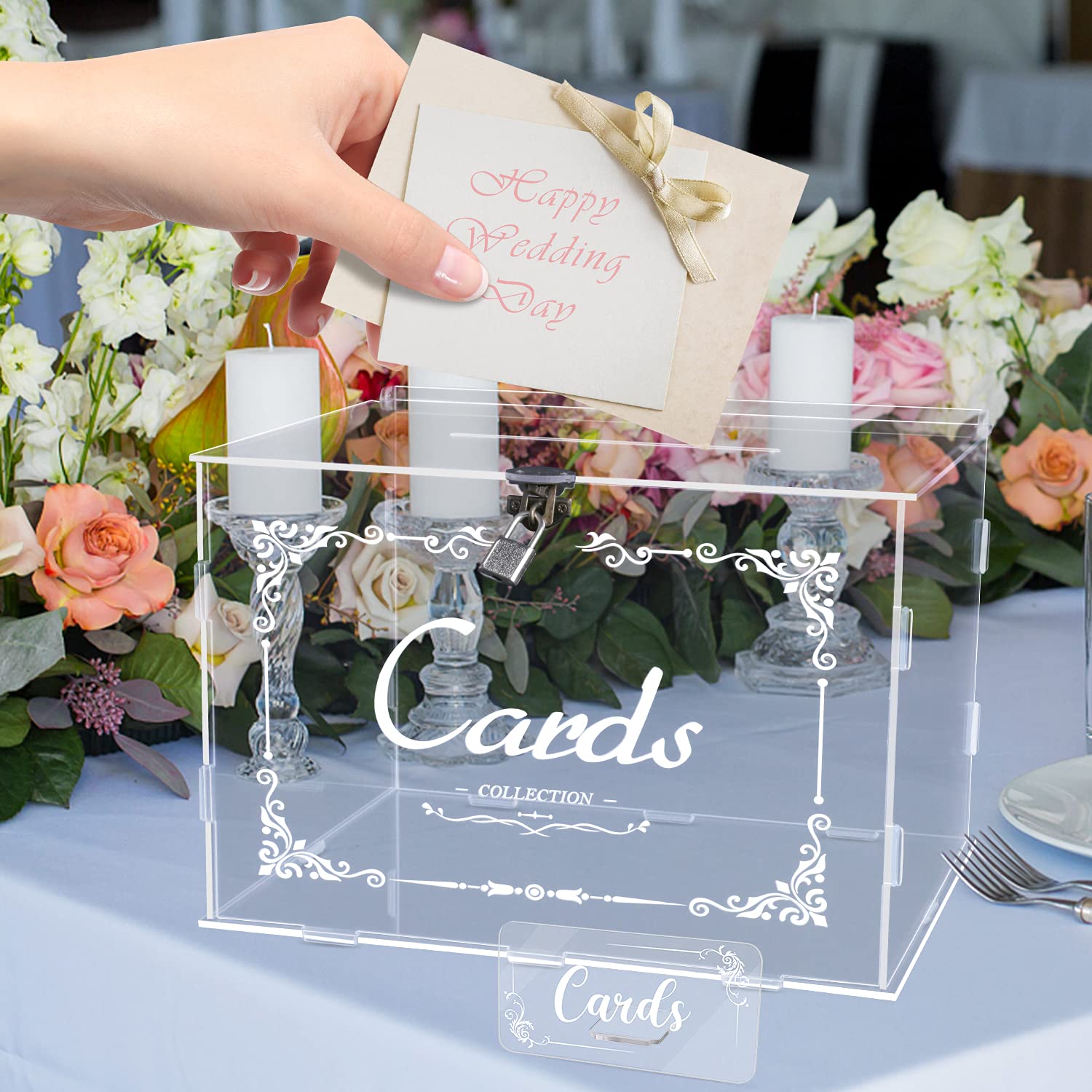 Photo 1 of Fowecelt Acrylic Wedding Card Box with Lock