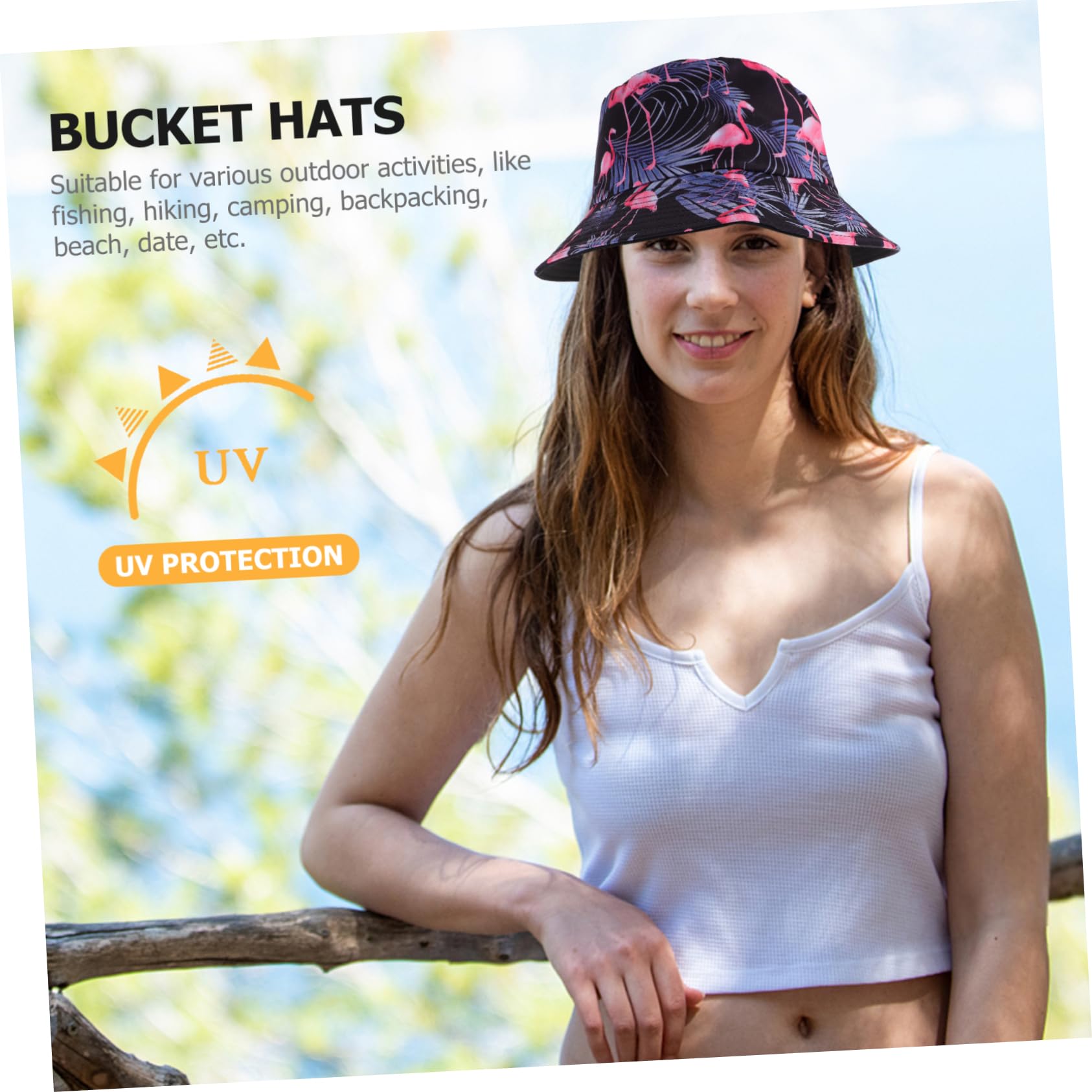 VALICLUD 2 Series Sombrero Azul para Mujer Sombrero De Pescador con Diseño De Flamenco De Viaje Gorra De Pescador Gorras para Mujer s De a De 2 Piezas*2