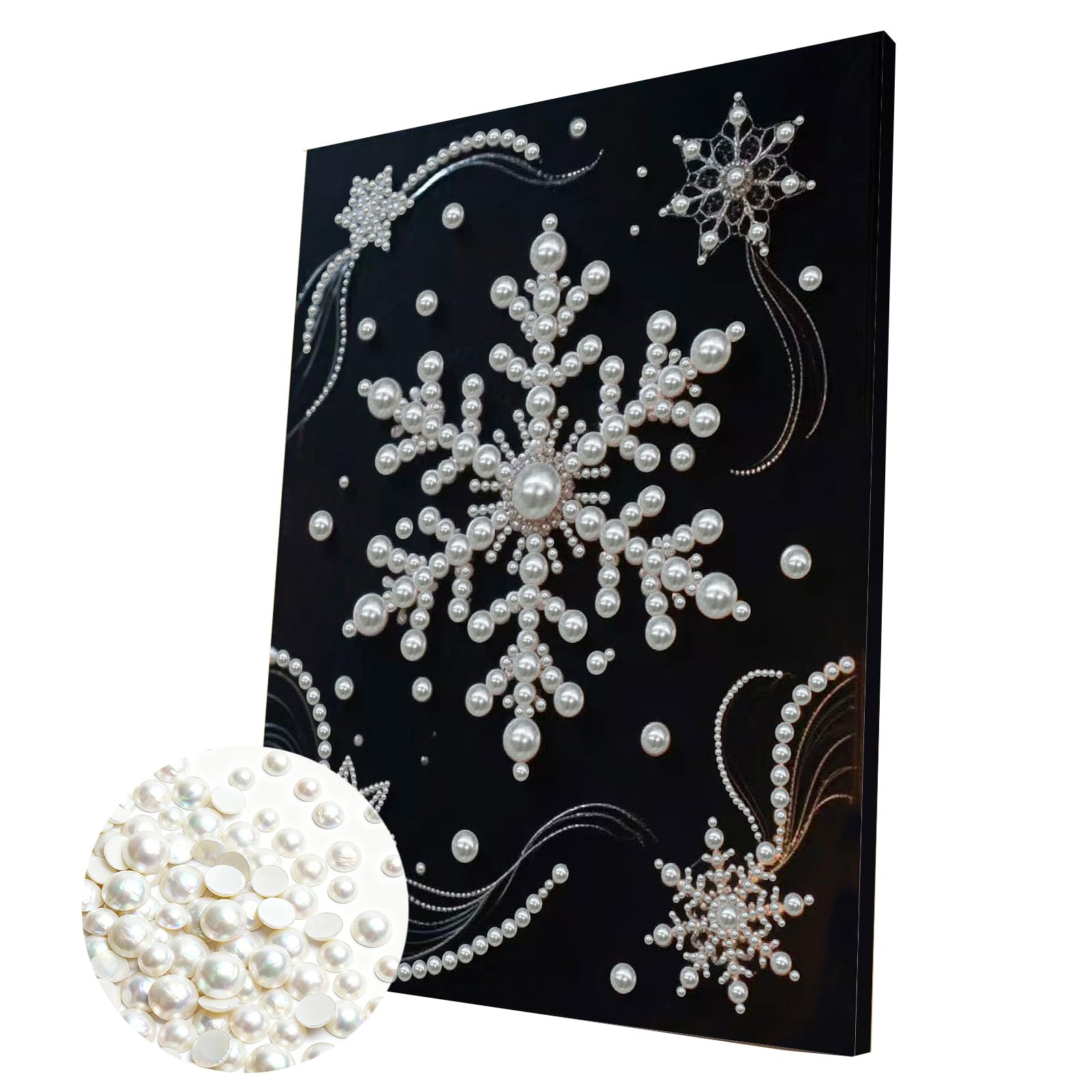 DIY Pearl Painting Kit with Wooden Frame, 3D Plastic Pearl Gemstone Ocean Art Craft for Adults Beginners, Diamond Art Kits for Adults, Home Wall Decor Ready Gift for Women(Snowflake-2)(30 * 40cm)