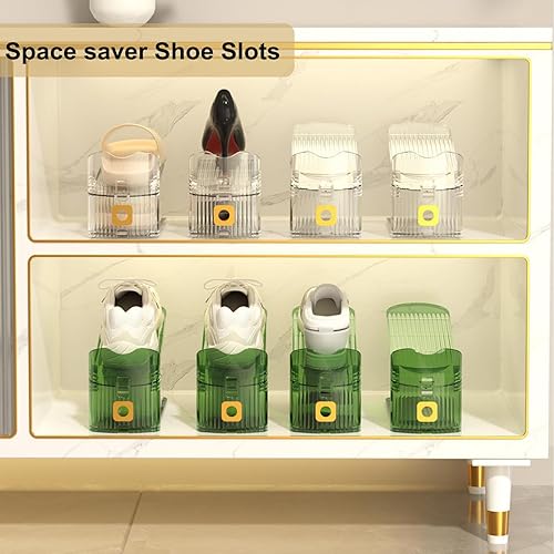 Miniatura 4 de Organizador de ranuras transparentes para zapatos, apilador de zapatos ajustable, espacio pequeño, organizador de almacenamiento de zapatos para