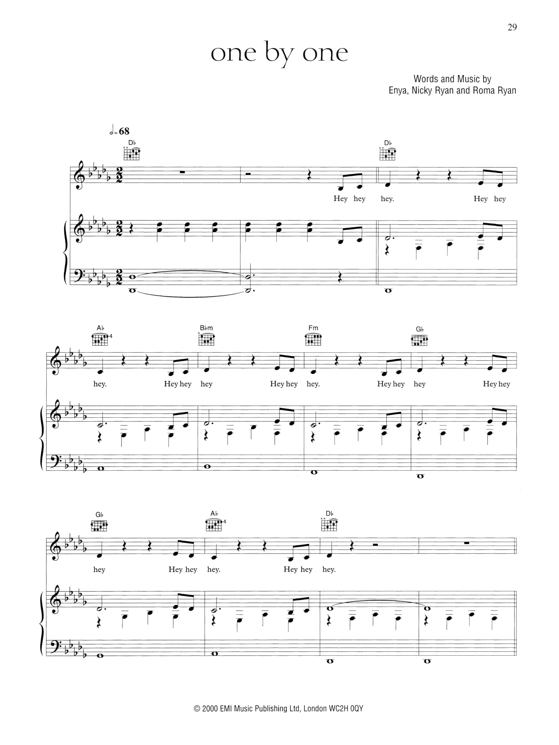 Enya a Day Without Rain: Piano, Vocal, Guitar
