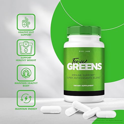 Miniatura 5 de Paquete de 2 cápsulas de verduras tónicas, píldoras de apoyo inmunológico de Tonic Greens, suplemento de fórmula avanzada de verduras tónicas,