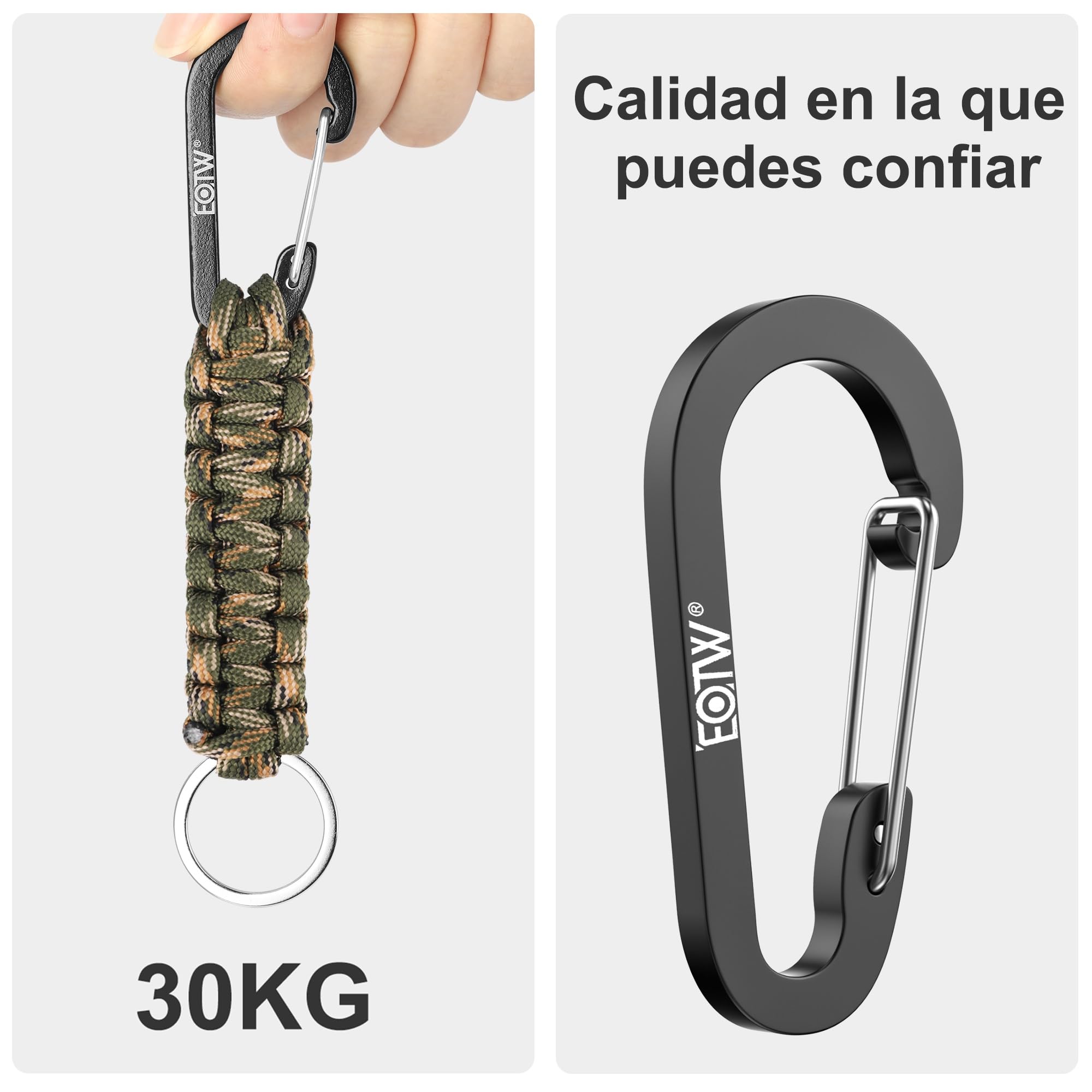 EOTW Mosqueton Llavero Paracord, Forma de D Mosqueton Escalada Ganchos para Montañismo, Motocicleta, Camping, Escalada en Roca, Pesca, Senderismo o Viajes y Otros Deportes al Aire Libre
