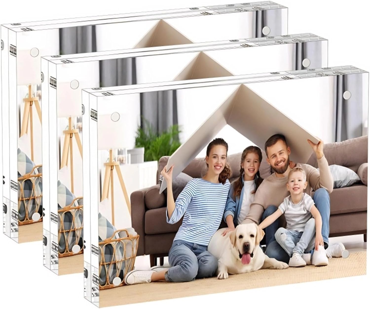 Acrylic 5x7 Picture Frame, 3 Pack Clear Magnetic Picture Frames, Double Sided 5 x 7 Photo Frame,Frameless Postcard Frame, Desk Picture Frames for Office, Christmas Decorations