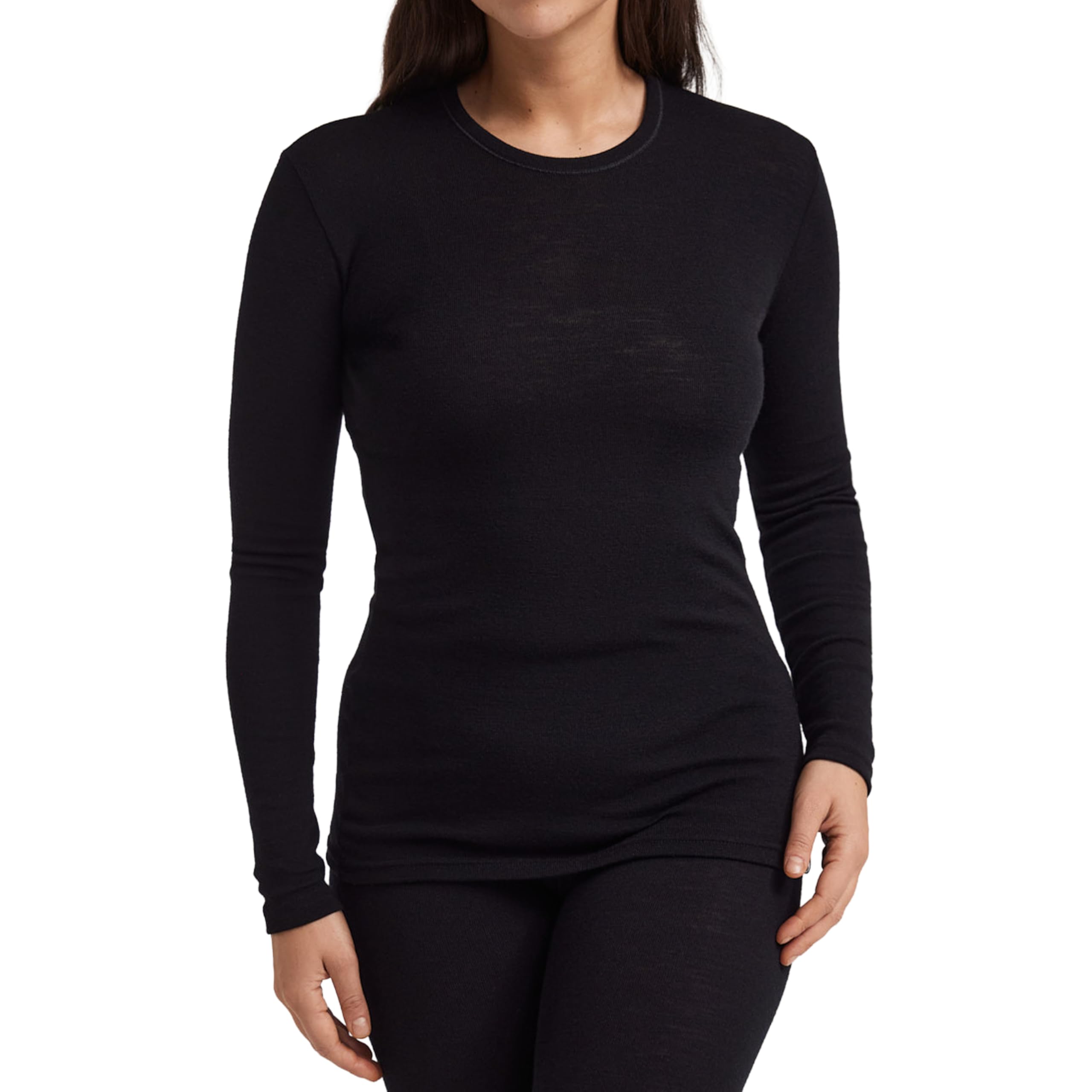 Dilling Women's Black Merino Wool Long Sleeve Top - 18