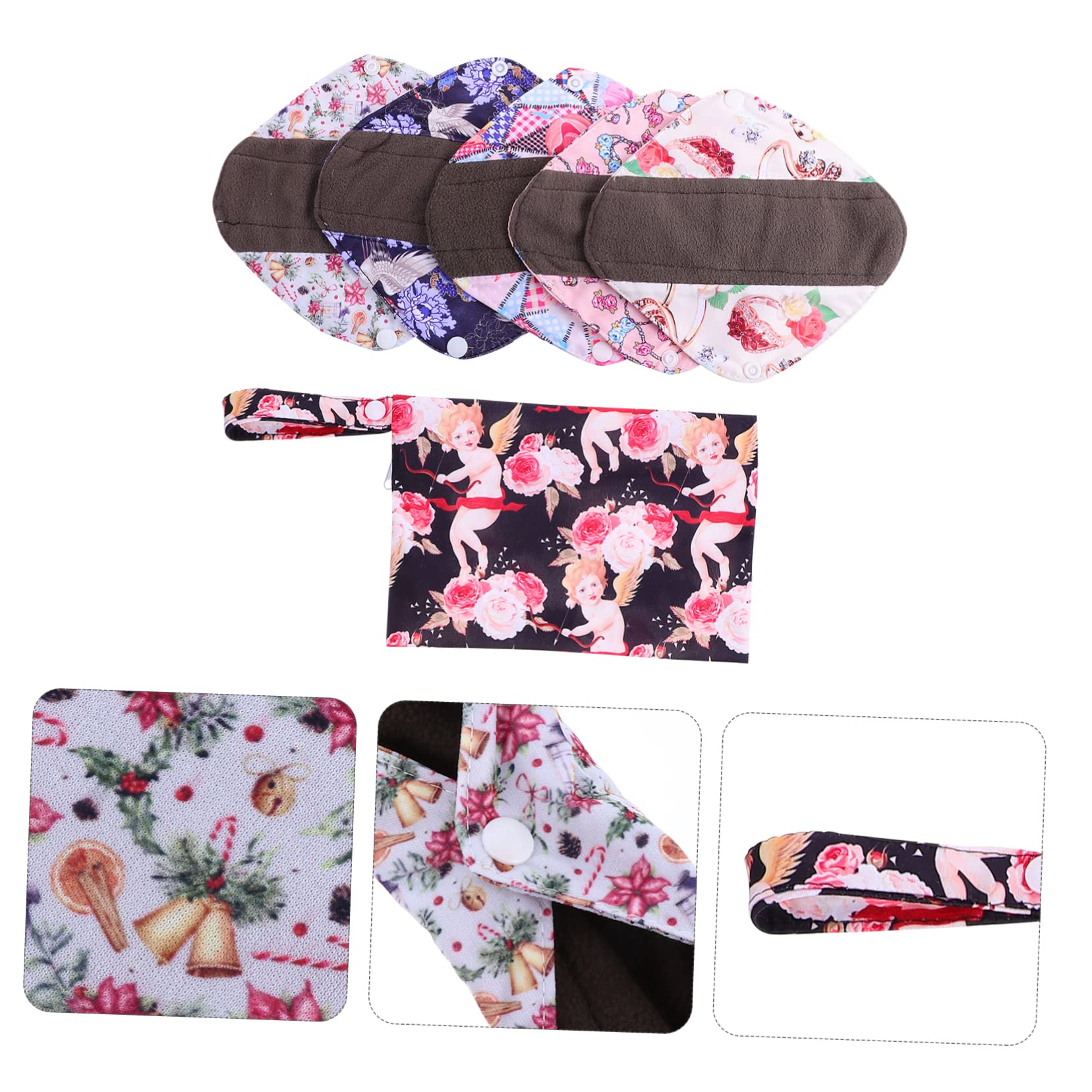 FRCOLOR 3 Juegos Toalla De Tía Lavable Toallas Sanitarias Reutilizables Almohadillas Lavables Para Mamá Bolsas Almacenaje Bolsas De Almacenamiento Compresa Menstrual De Tela 5 Piezas * 3