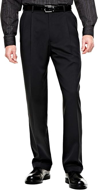 Haggar Mens Two Tone Herringbone Expandable Waist Pleat Front Dress Pant