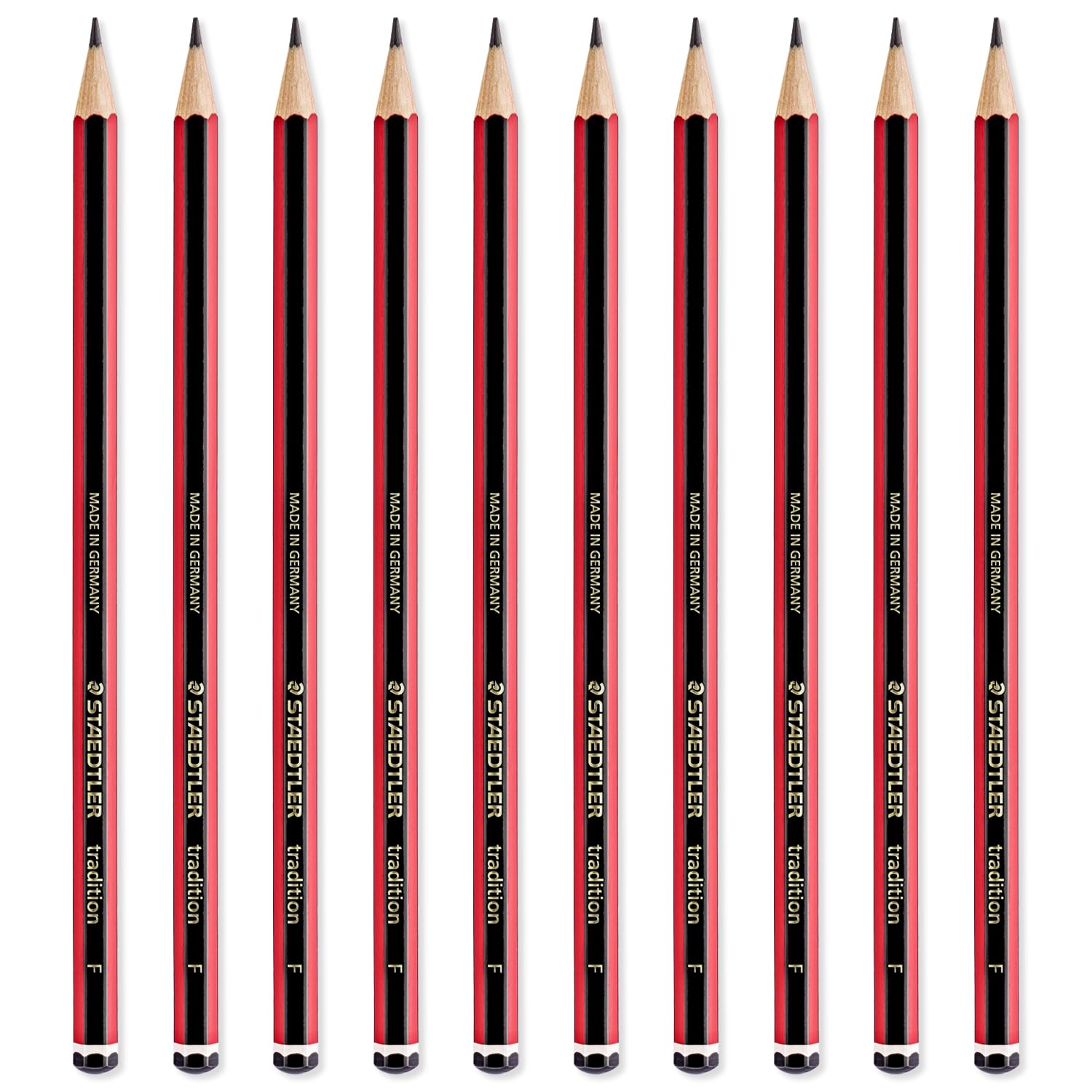 STAEDTLER Tradition Pencil - Drawing Sketching Art - Pack of 10 Pencils - Grade F, Black