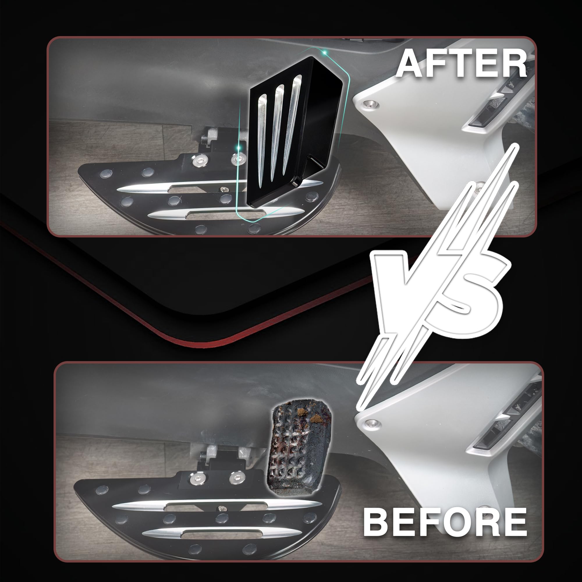 Größeres Bremspedal aus Billet-Aluminium für Can Am Ryker, Pedal-Fußbretter für Can-Am Ryker 600 900 Sport & Ryker Rally Edition alle Modelle Zubehör (schwarz)