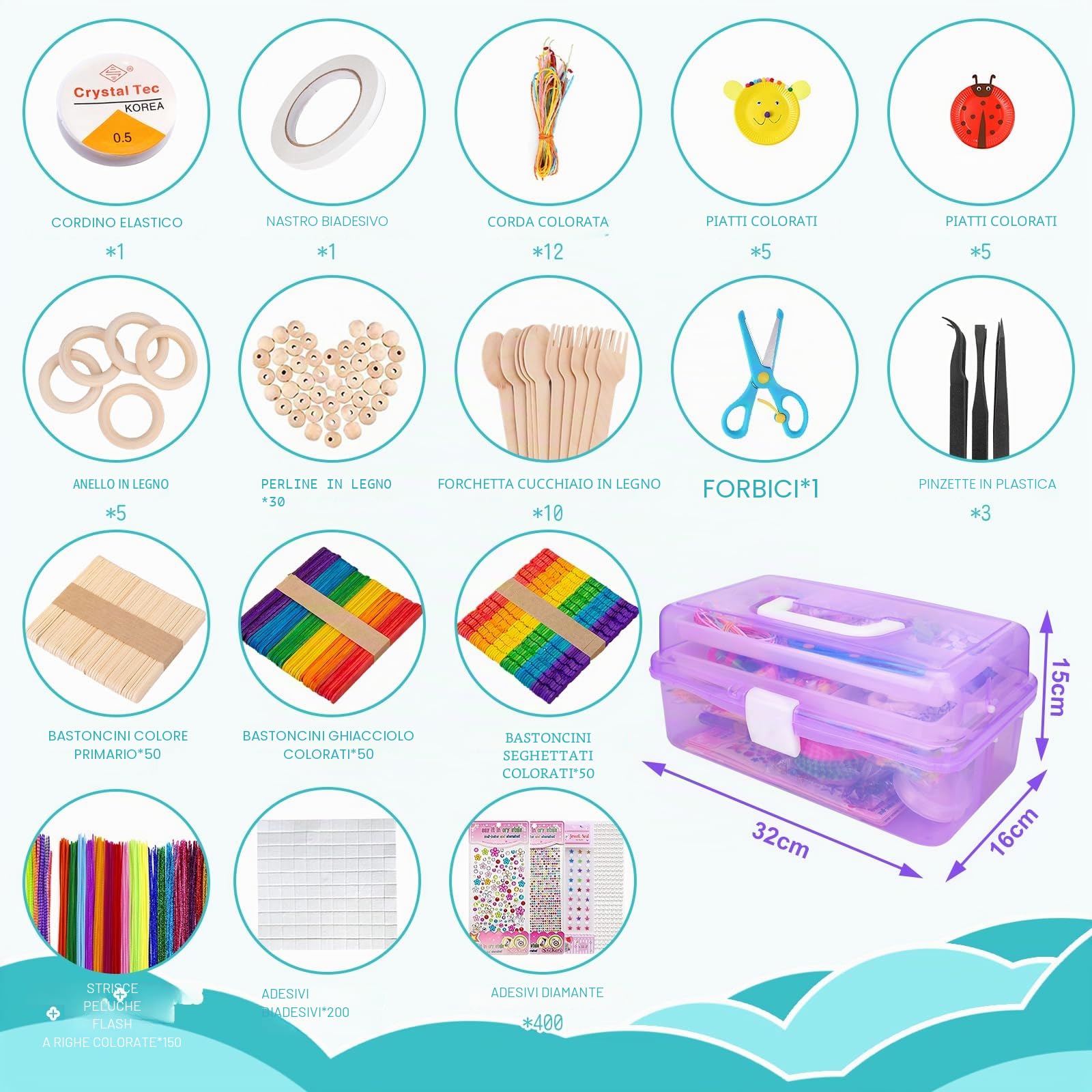 TAVADA Lavoretti Creativi per Bambini, 3000+PCS DIY Art Craft Set, Kit Artigianali Giochi Kids Mestiere Fai da Te Decorazioni Giocattoli, Accessori per Artigianato