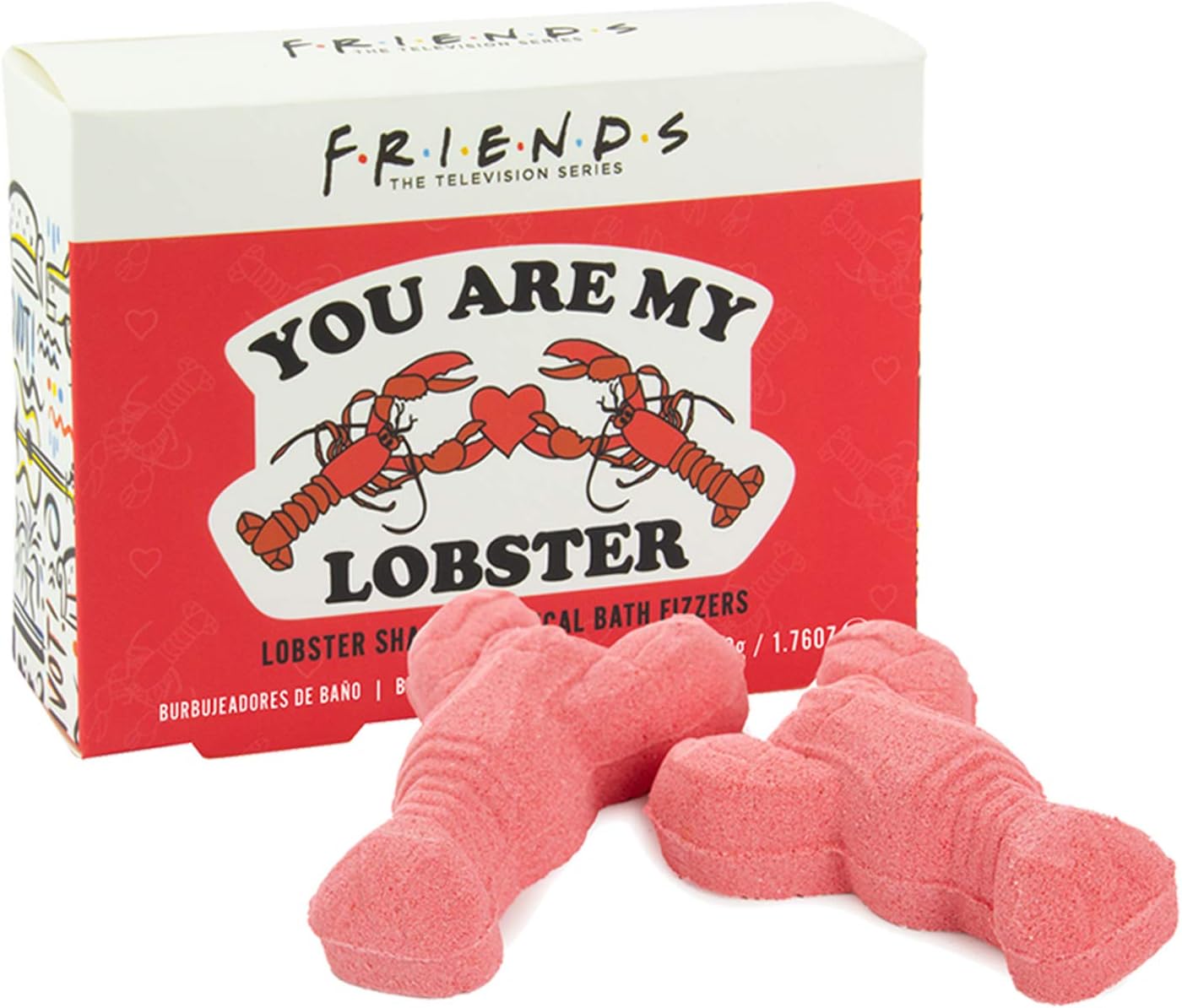 Paladone FRIENDS TV Show Lobster Bath Fizzers - Two 50g You Are My Lobster Tropical Bath Fizzies, pink