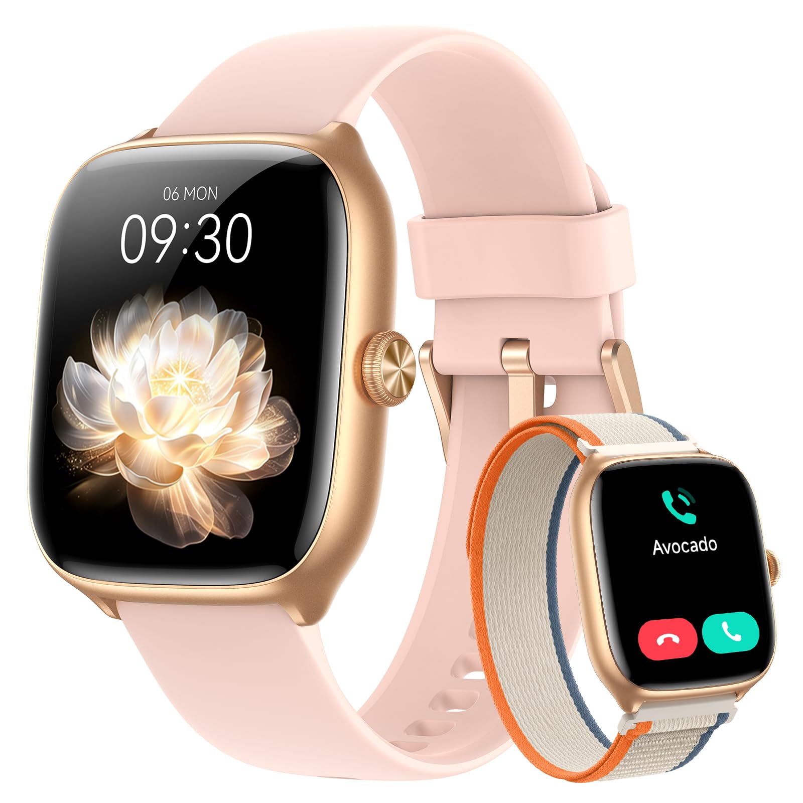 Smartwatch Mujer Hombre, Pantalla AMOLED 1,75" Reloj Inteligente con Llamadas Bluetooth y Asistente IA, Monitor de Frecuencia Cardíaca SpO2 Sueño, Seguimiento del Ciclo Femenino, 100+ Modos Deportivos