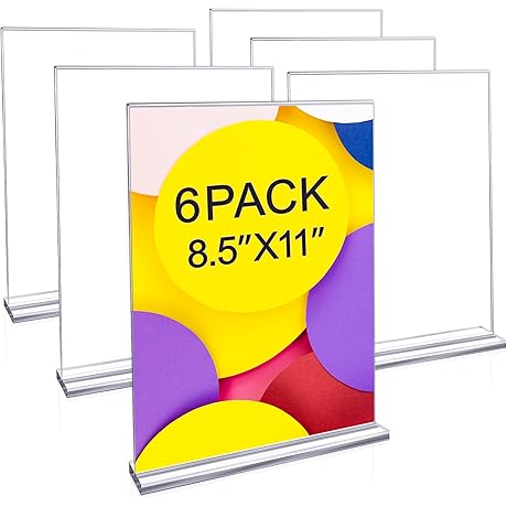 KiDEPOCH Paper Party Decorations: Acrylic Sign Holder for 8.5x11 Prints