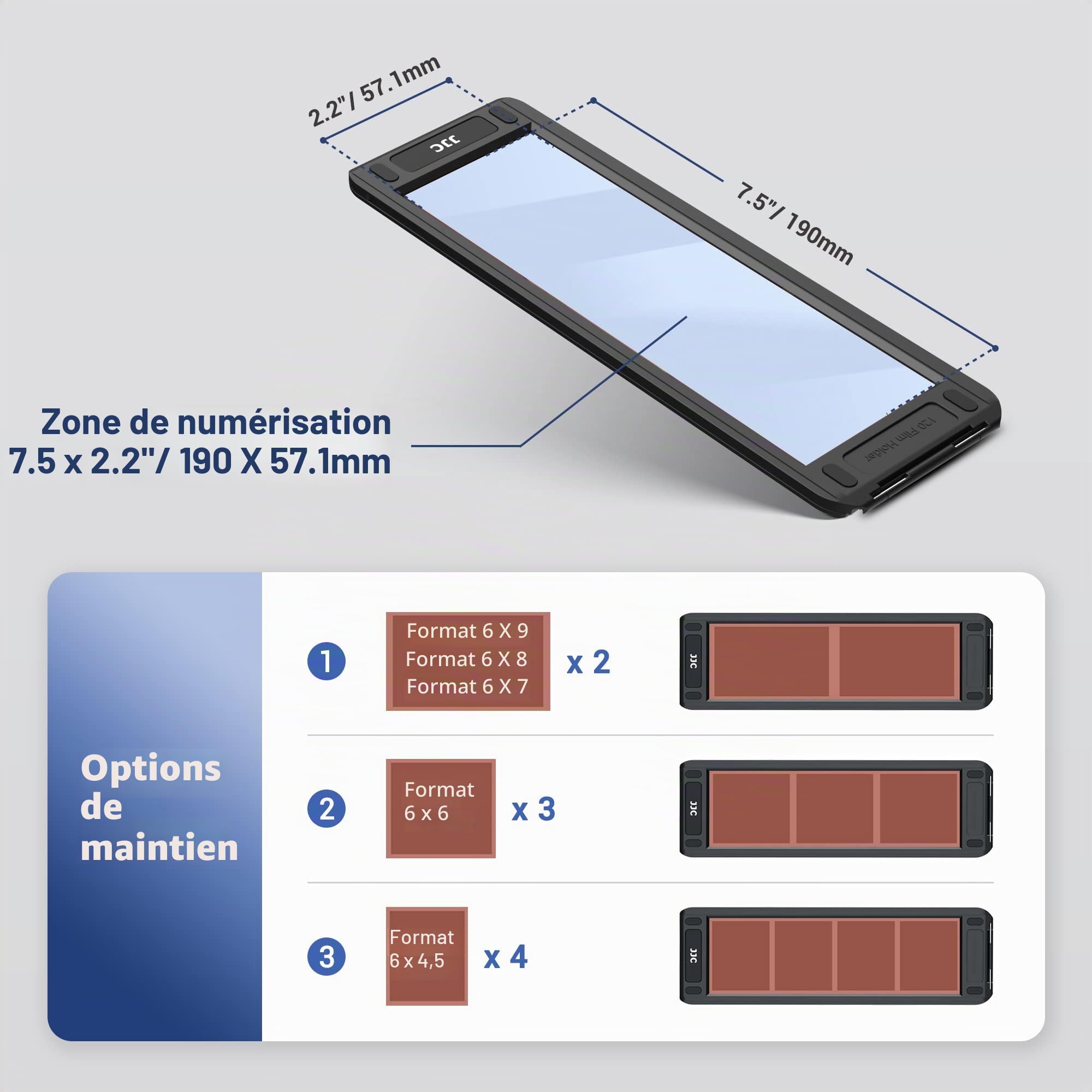 JJC Support magnétique pour 120 films pour numérisation négative de format moyen - Pour la plupart des scanners à plat standard
