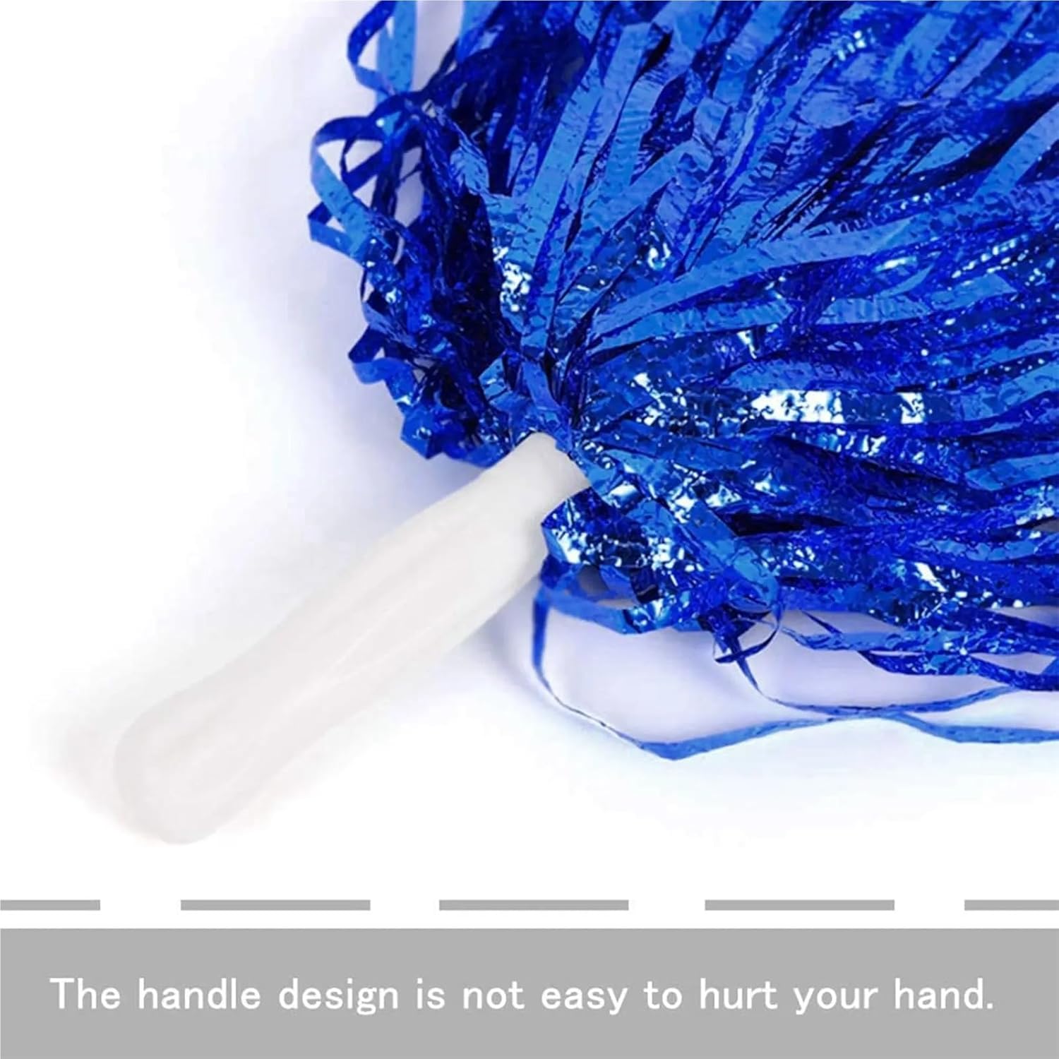 Cheerleading Pom Poms 48-Pack Metallic Foil Cheerleading Pom Poms with Plastic Handles, for Adults Kids Party