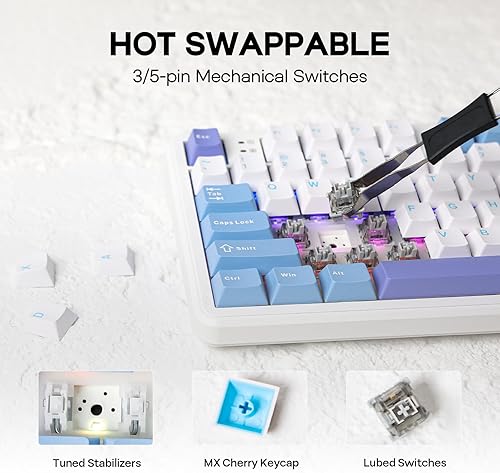 Miniatura 5 de EPOMAKER Aula F108 - Teclado inalámbrico para juegos, teclado mecánico de tamaño completo con batería de 4000 mAh, 108 teclas intercambiables en