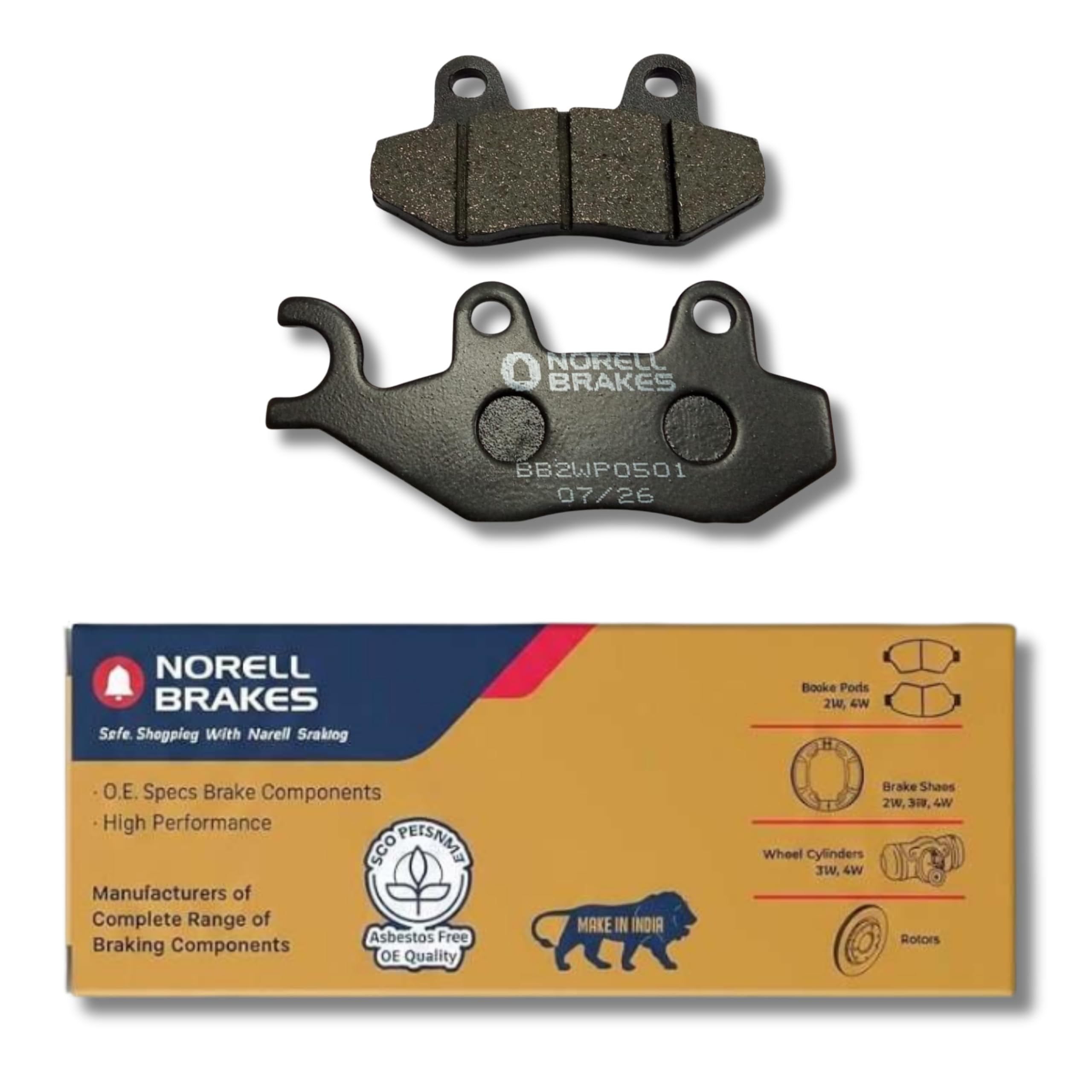 NORELL 8906219820335 Front Disc Brake Pad Set Compatible with Hero Honda CBZ & Karizma OM (Front) | Set of 05-image-45