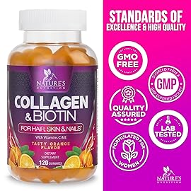 Collagen Gummies with 2500mcg Biotin, Vitamin C & Zinc - Hydrolyzed Collagen Peptide Type 1 & 3 Supplement - Advanced Hair, Skin & Nail Growth Support for Women & Men, Gluten Free, Non-GMO - 120 Count