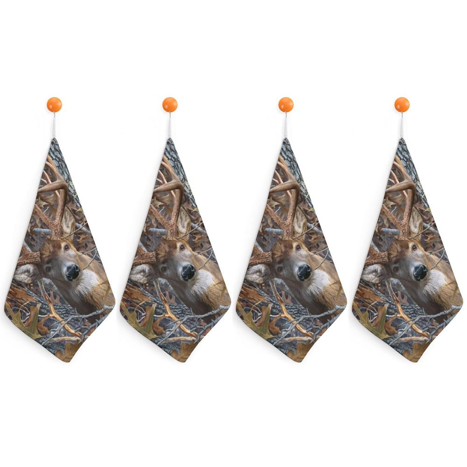 LWORZIIB 4 Piece Hanging Hand Towels, Camo Buck Deer Small Dry Hand Towel for Kitchen Bathroom