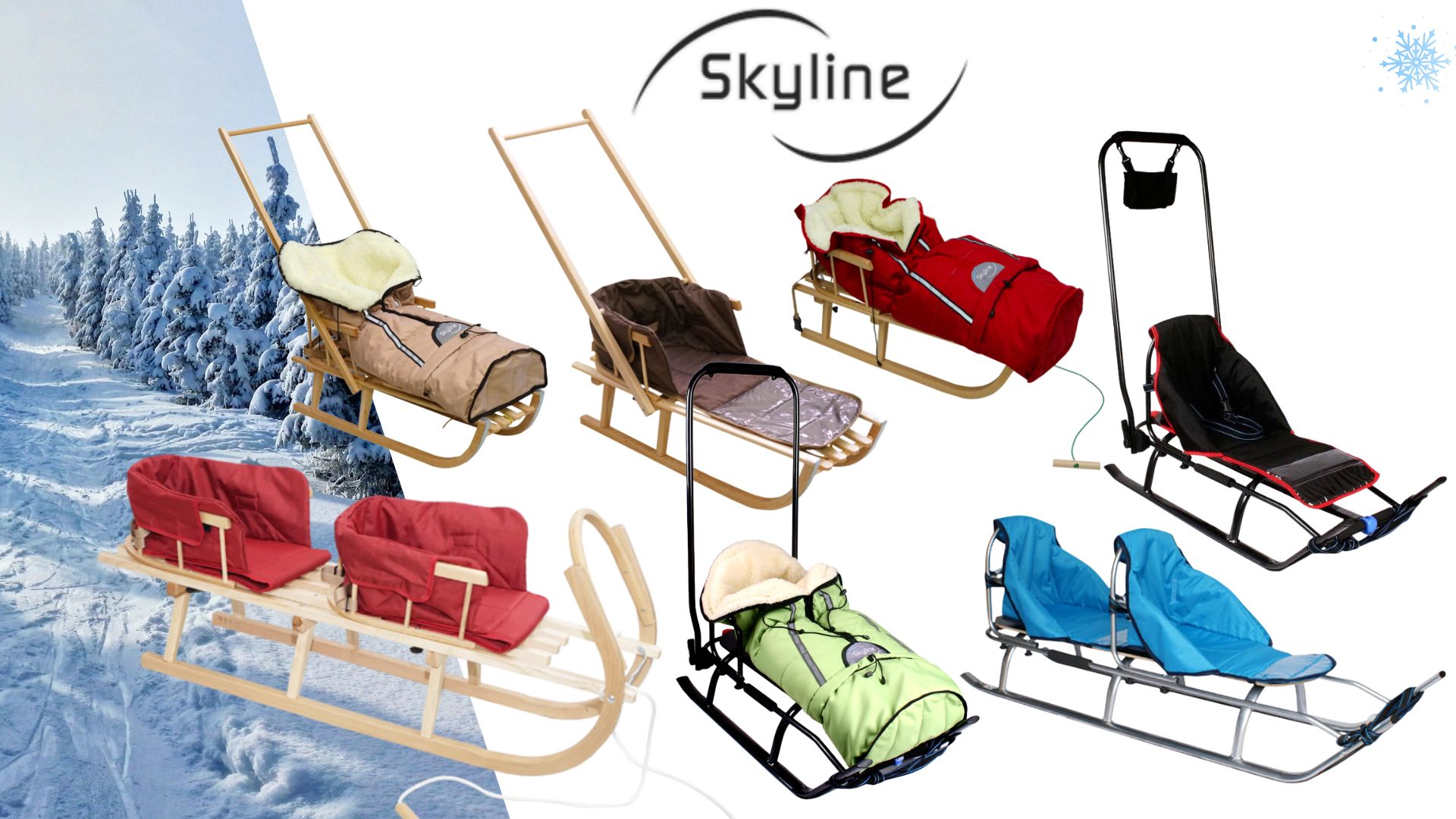 Luge 3-en-1 Skyline Husky – Aluminium, Dossier, Barre De Poussée, Matelas Isolant, 100 Kg, Pour Enfants Et Adultes, Inclut Lampes LED