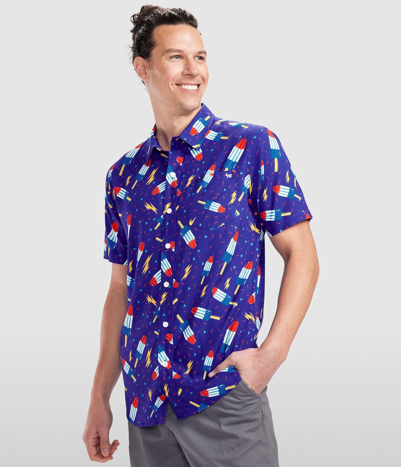 Tipsy Elves Patriotic Shirts for Men - USA Short Sleeve Button Up American Flag Shirts for Men for 4th of July - Image 2