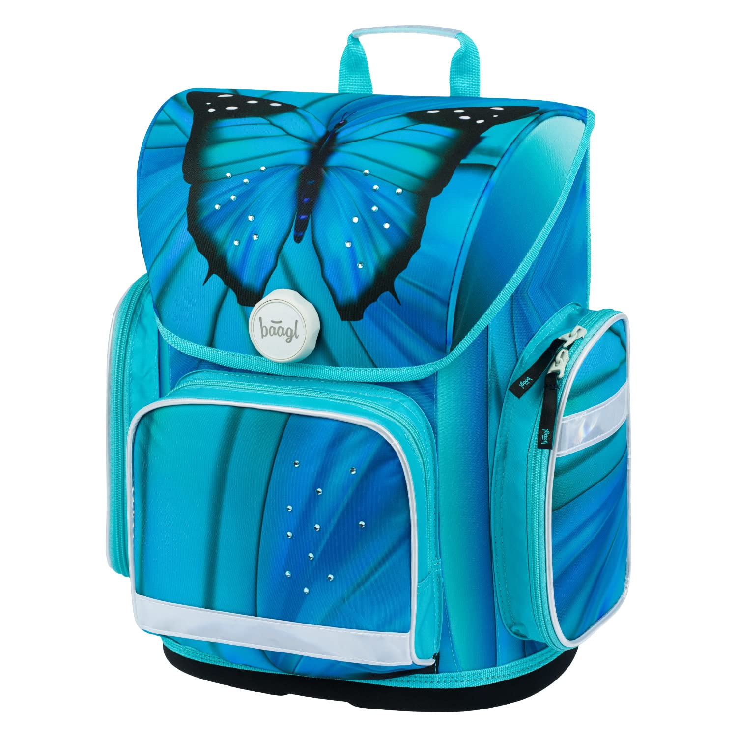 Baagl Mochila escolar para niños y niñas para 1ª clase (o 2ª clase), mochila escolar Ergo para niños y niñas, mochila escolar ligera con correa para el pecho, mariposa, 38, De moda
