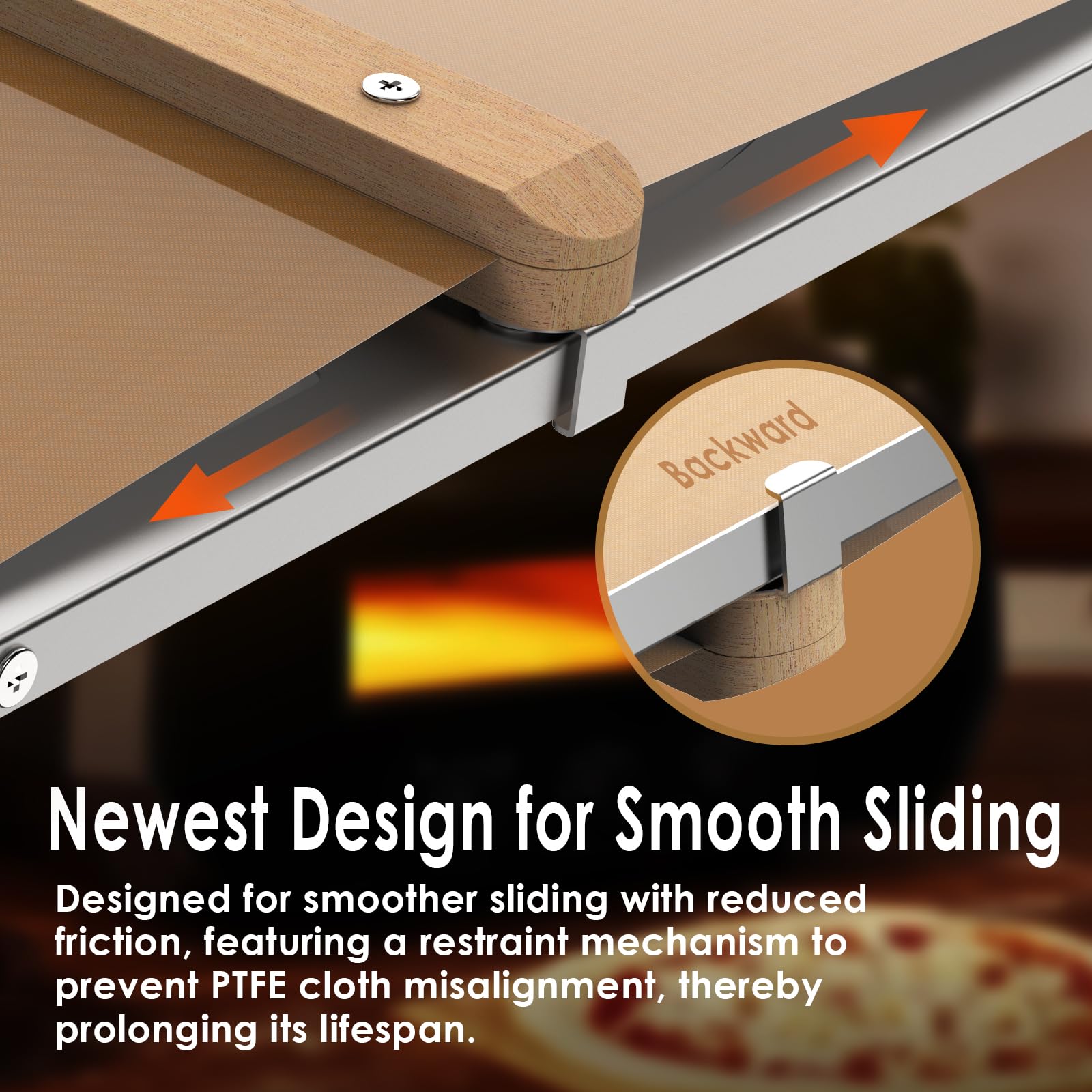 Sliding Pizza Peel, Non Stick Pizza Peel Slider 12 inch with Wood Detachable Handle Durable with PTFE Cloth Replacement 14.96