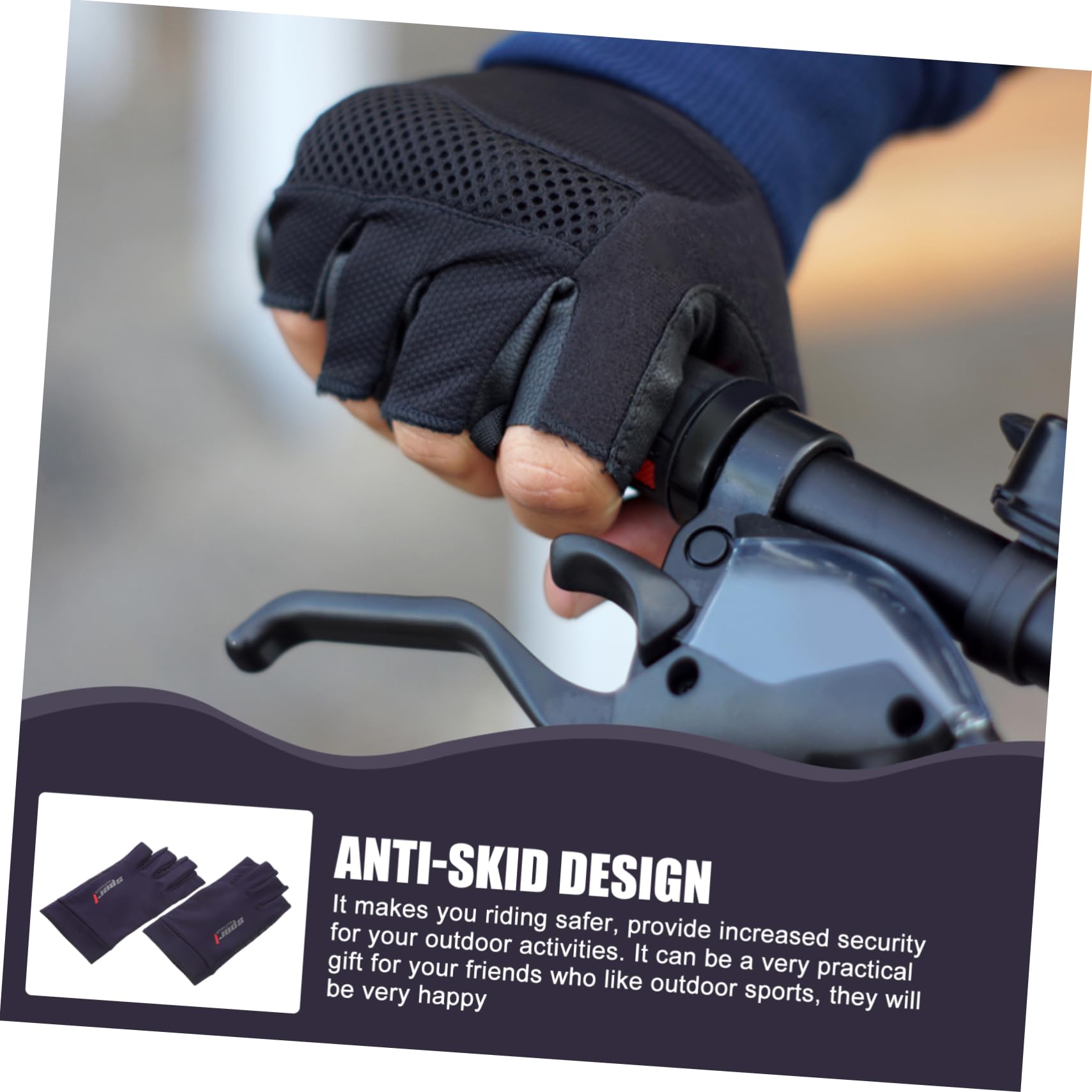 GALPADA Blue Sports Riding Gloves Half Finger Fitness Glove Anti-Slip Palm Wear-Resistant Outdoor