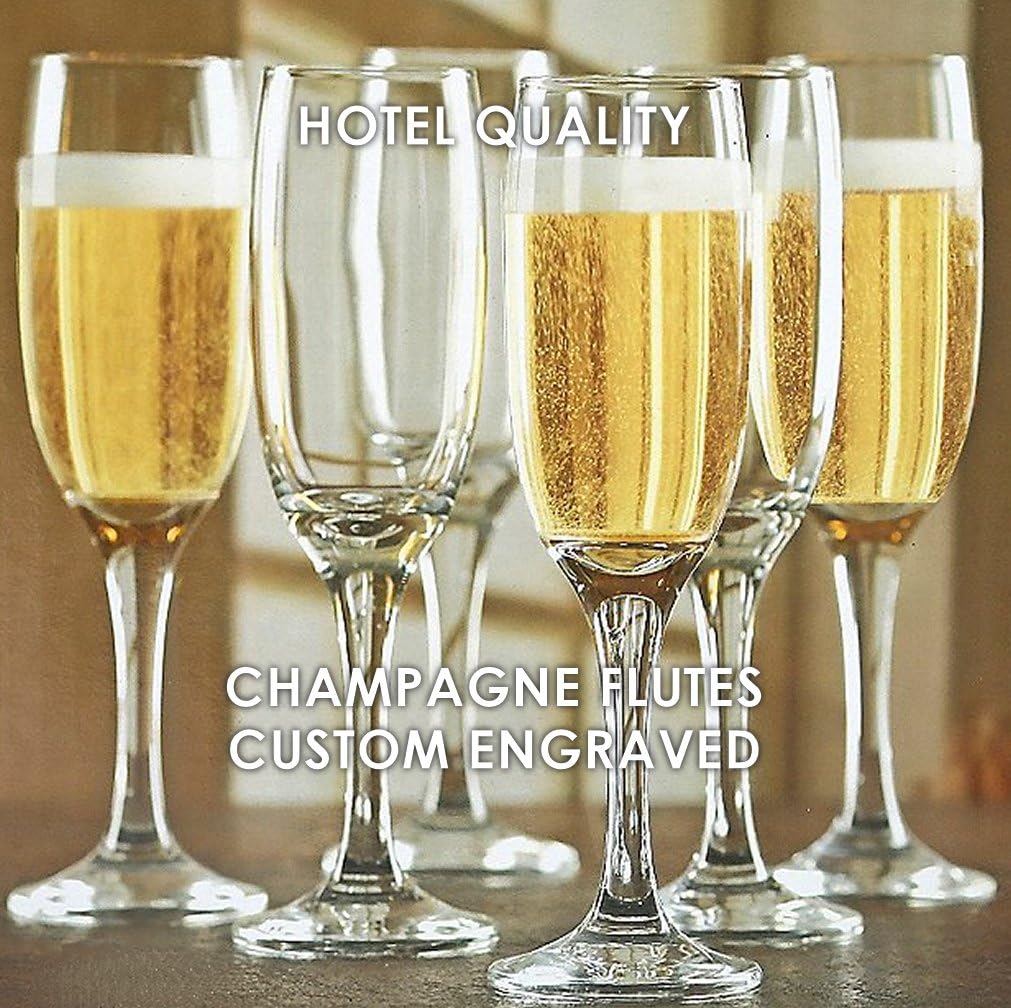 Bride and Groom Personalized Set of 2 Champagne Flutes, Celebration Glasses for Newlyweds, Custom Engraved His Her Champagne Glass Wedding