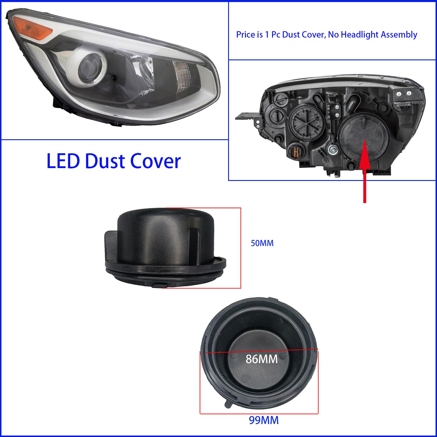 Amazon.com: YEHOLTE 1 Pc For KIA Soul 2010-2020 Headlamp Dust