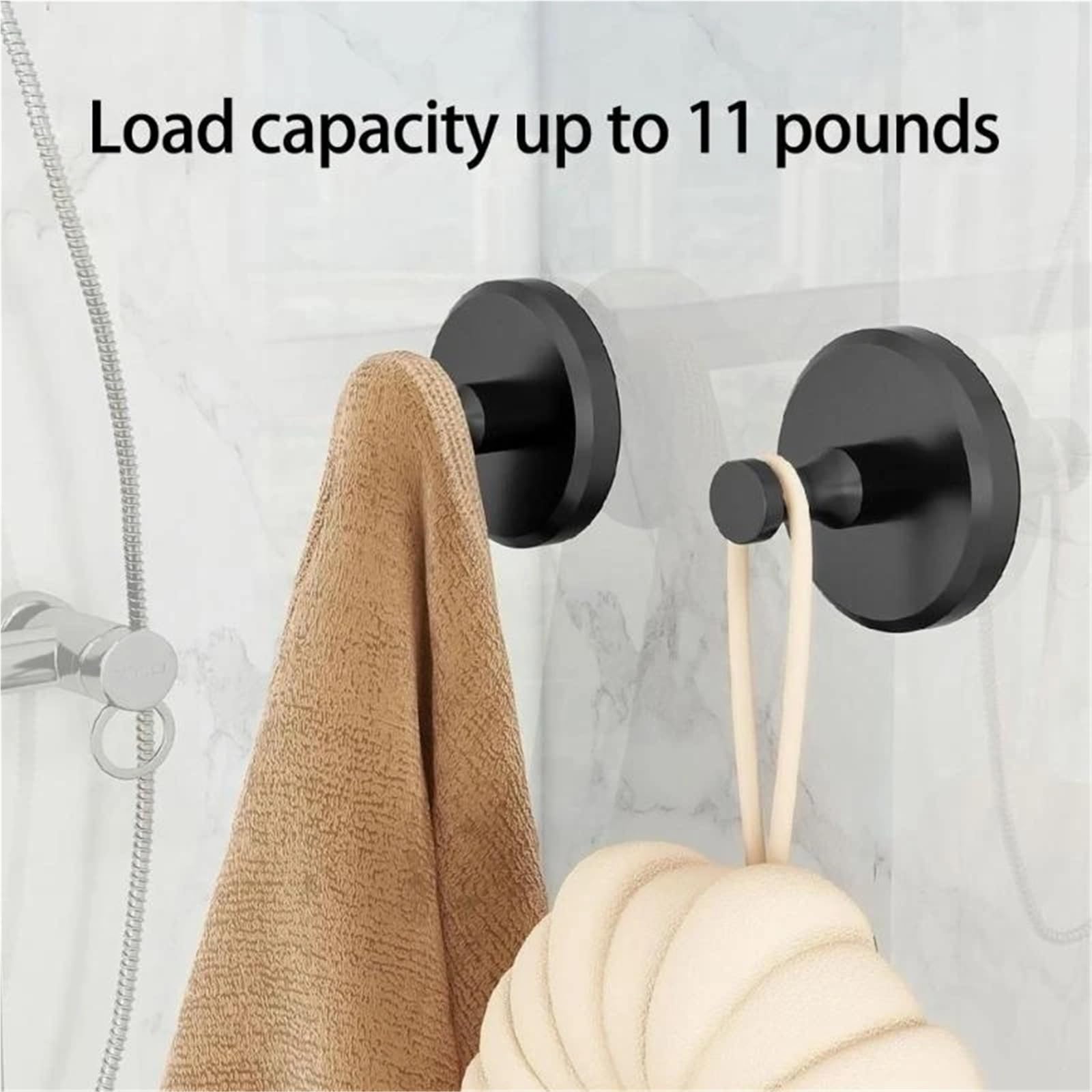 Saugnapfhaken 6 Stück tragbare Saughaken aus gebürstetem Nickel for moderne Wohndekoration(Black)