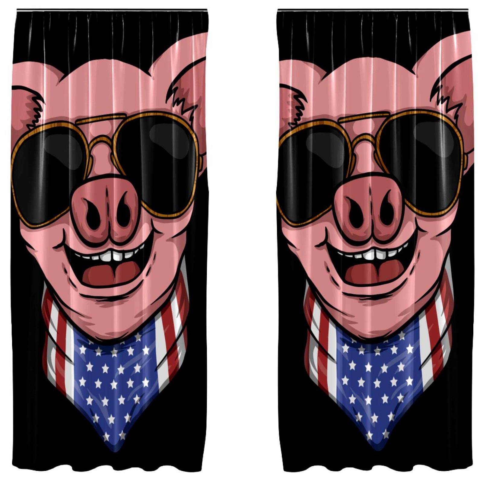 Rideaux occultants cochon noir microfibre pour chambre enfant