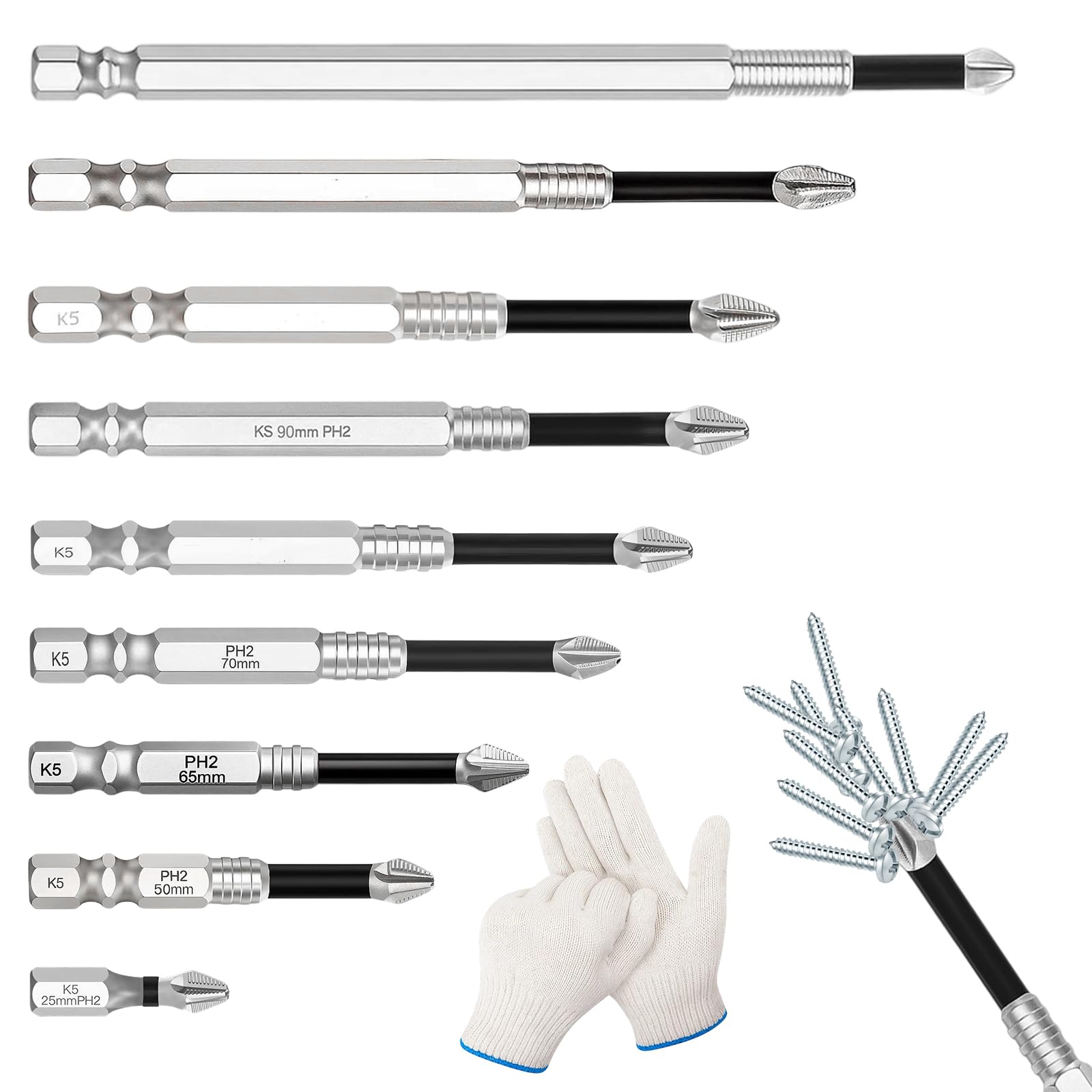 10PCS Magnetic Screwdriver Bits Set, High Magnetic Fixion Screwdriver Bits