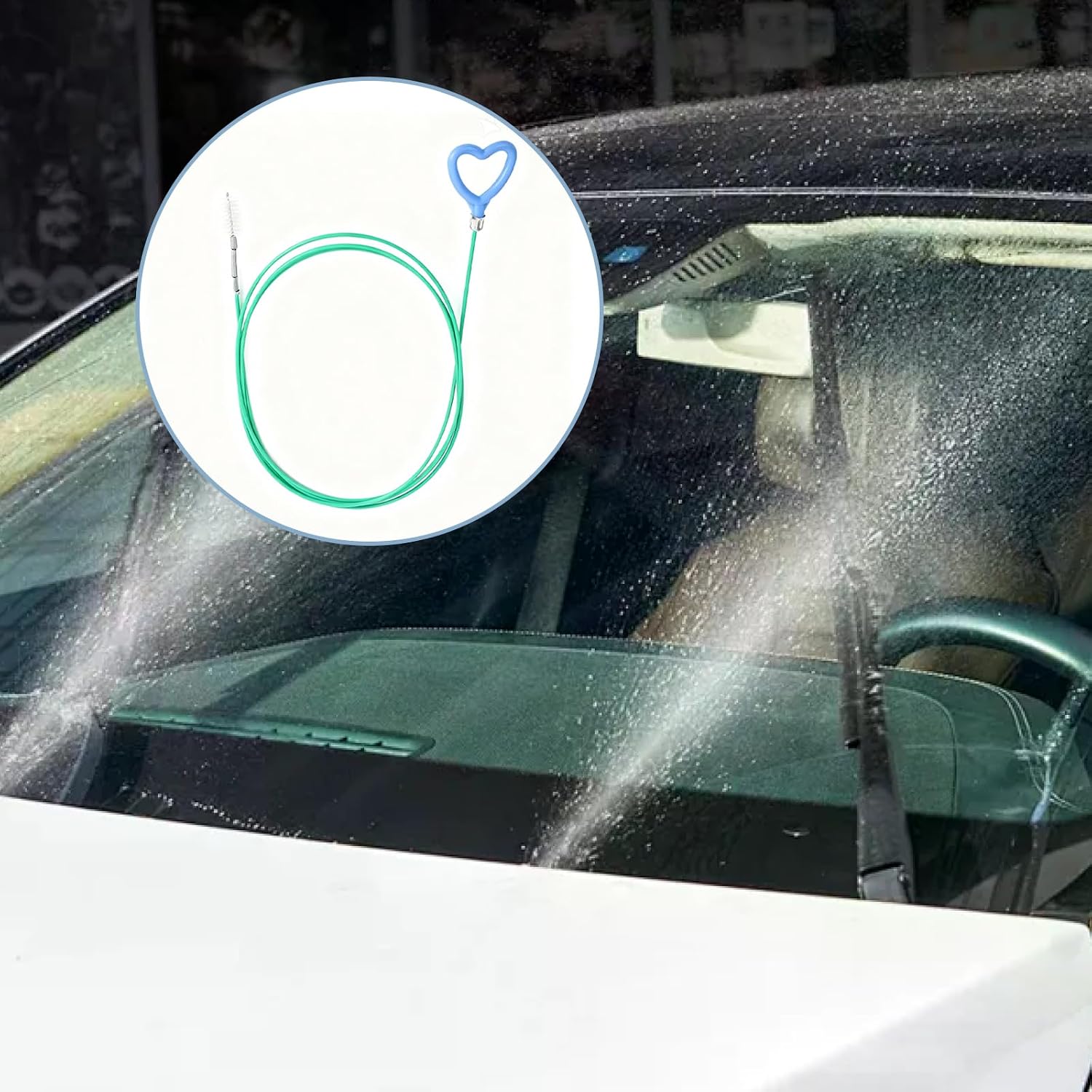 Car Sunroof Drain Cleaning Tool, 2Pcs 118 Inch Flexible Tube Cleaning Brush with 2 Straight Brush, 2 Syringe And Syringe Hose, Soft Drain Brush for Auto Sunroof Windshields Wiper Hole Sewers