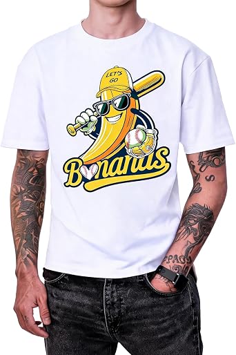 Funny Fruit Print Casual Short Sleeve T-Shirt for Men | Short Length Basic Tops for Men