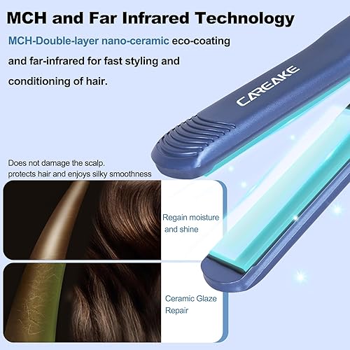 Miniatura 3 de Plancha de pelo vibratoria profesional, plancha plana esmaltada de cerámica iónica, calentamiento rápido de 1.1 pulgadas, sin encrespamiento, estilo