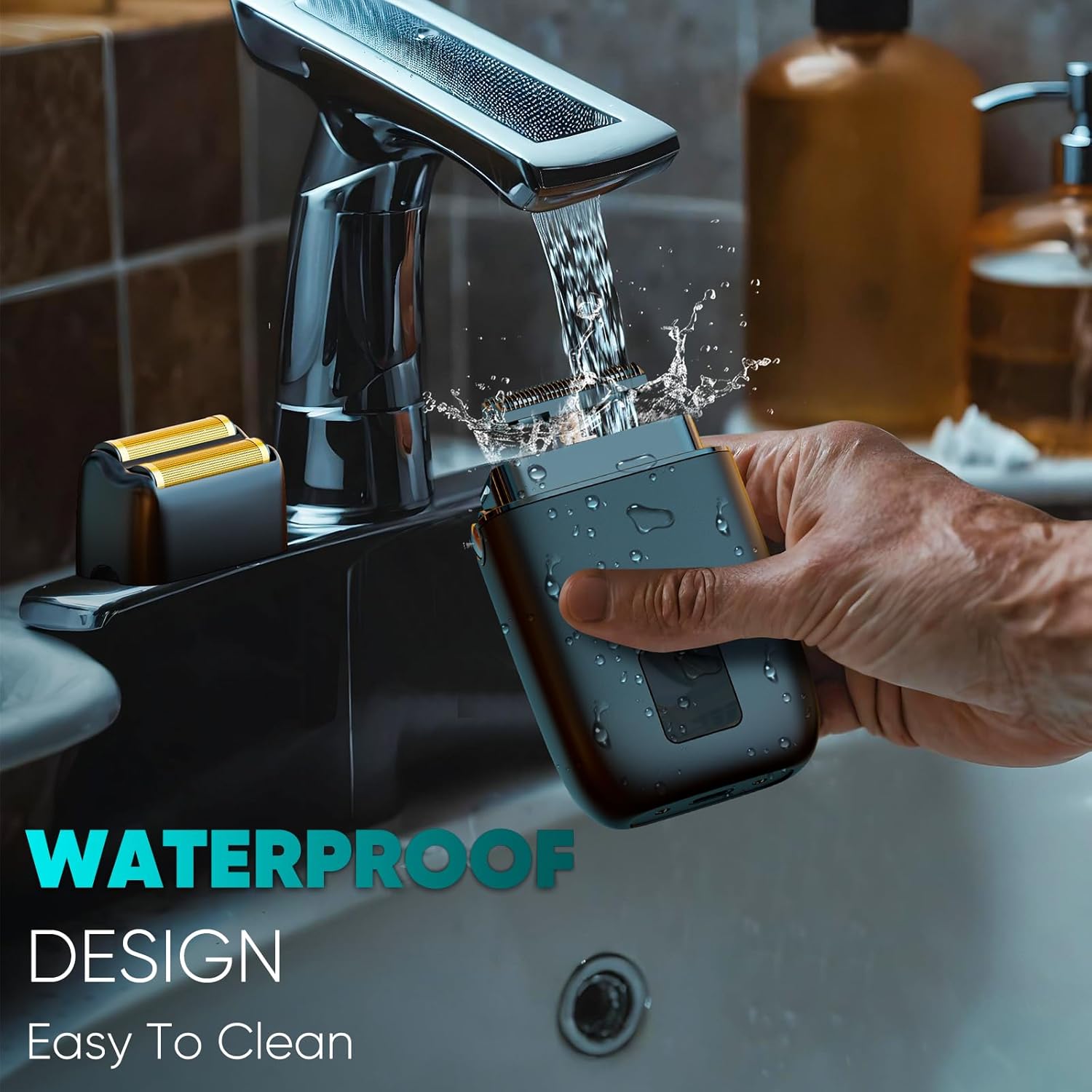 Electric Razor for Men Face, Electric Shavers for Men, Cordless Portable Rechargeable Waterproof Foil Shavers with LED Display, Three Speeds, Travel Lock for Face and Beard Trimmer (Black)