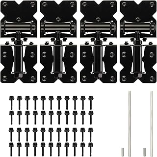 Non-Weld Self Closing Gate Hinges Adjustable Heavy Duty Hardware 90 Degree Gate Hinges Kit for Wood/Vinyl/Metal/Outdoor Fence, with Self-Tapping Screws and Swing Adjuster Tool, 4-Pack