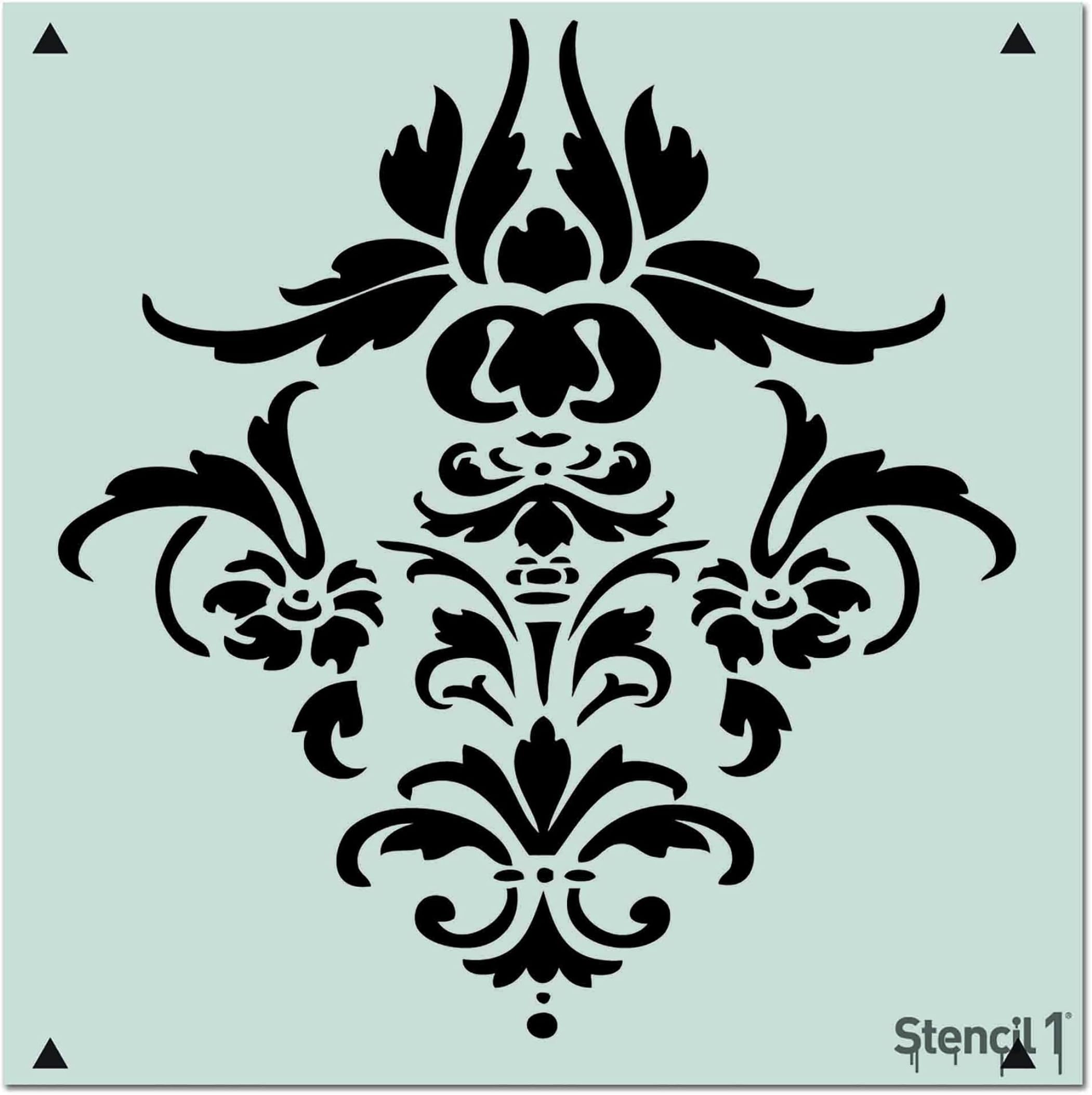 Stencil1 Damask Repeat Wallpaper Pattern Stencil - Reusable Stencils for Painting Walls, Fabric, Furniture, Crafts, Decor - Allover Effects - 11" x 11”