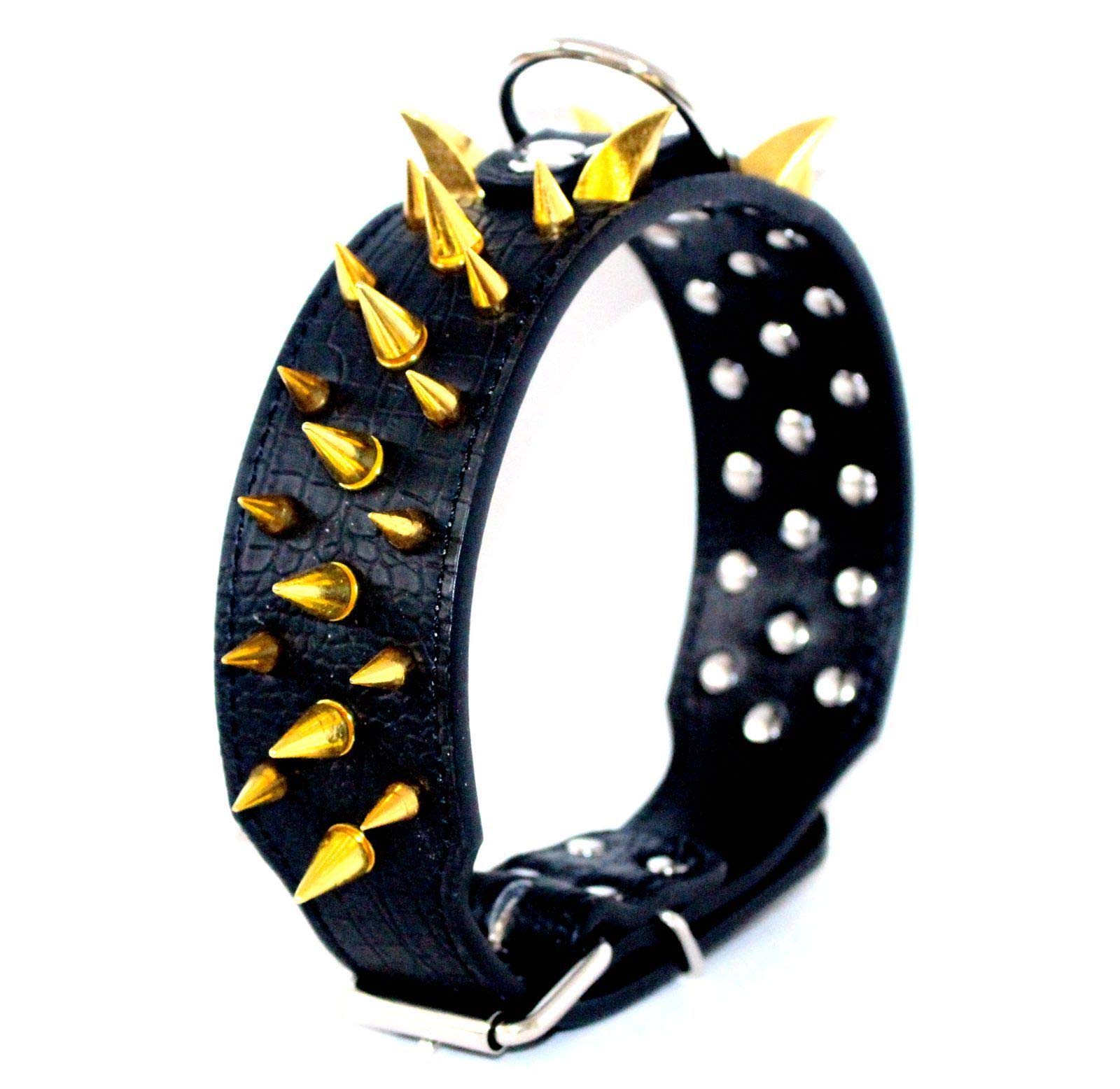 Hondenhalsband met spikes, stijlvolle lederen halsband, met