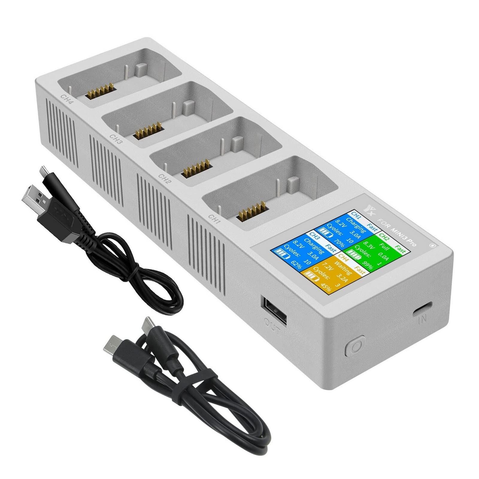 Drone Accessori Caricabatterie Display Digitale Hub di Ricarica Batteria di Volo Intelligente Caricatore Veloce per DJI Mini 3 Pro
