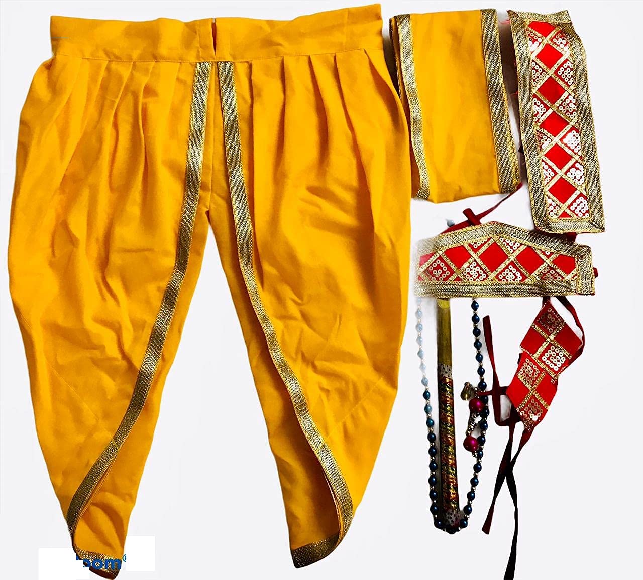 AwesumBal Gopal krishna Dress for babies and kids full set pure cotton (2 YEARS, Yellow-Red)